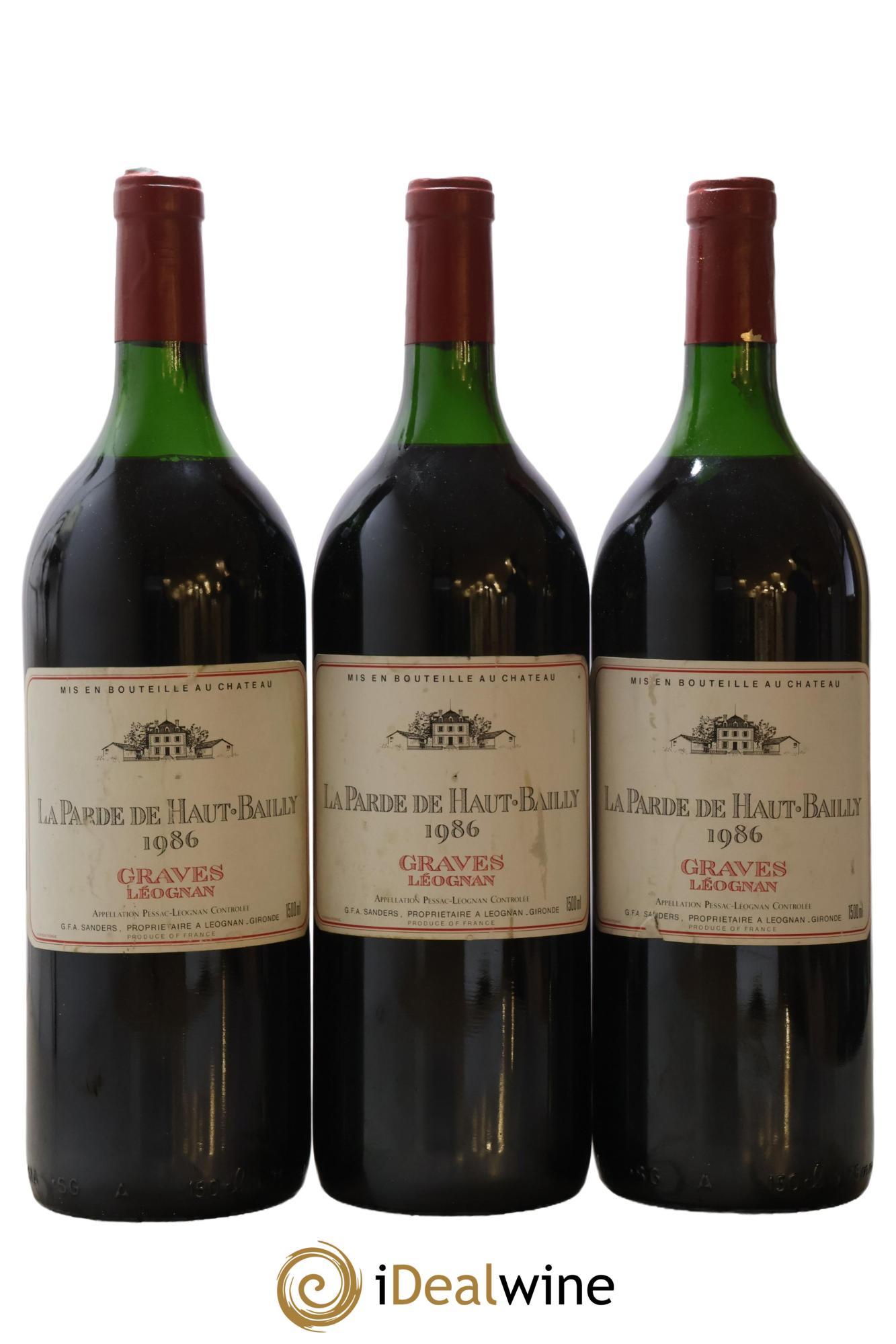 Haut Bailly II (Anciennement La Parde de Haut-Bailly) Second Vin 1986 - Lot de 3 magnums - 0