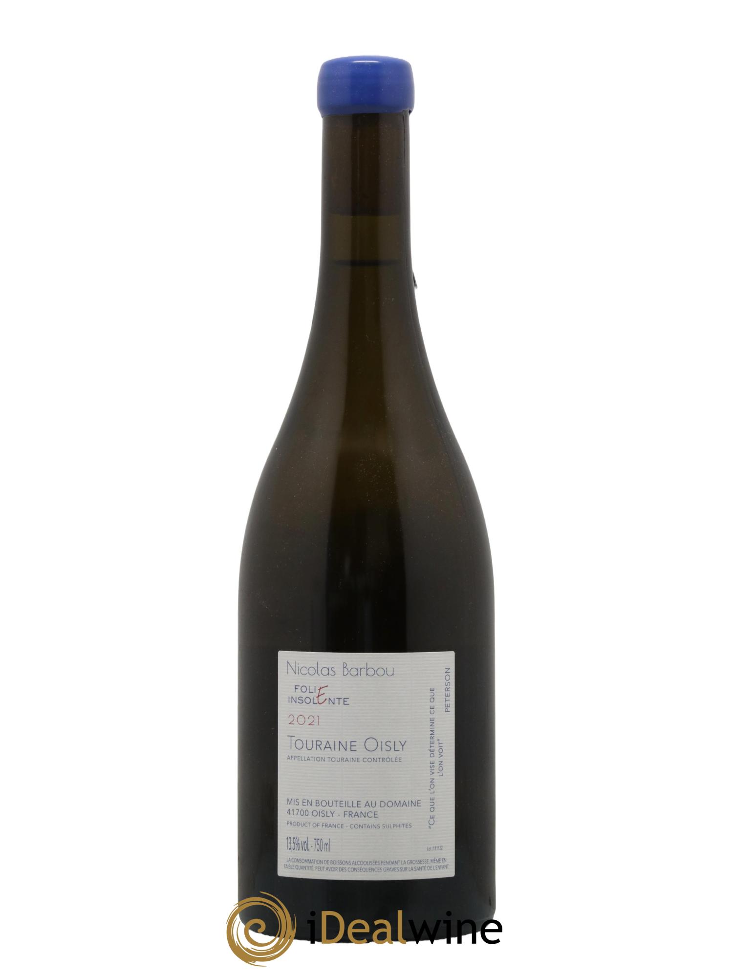 Touraine-Oisly Folie Insolente Nicolas Barbou 2021 - Lot de 1 bouteille - 1