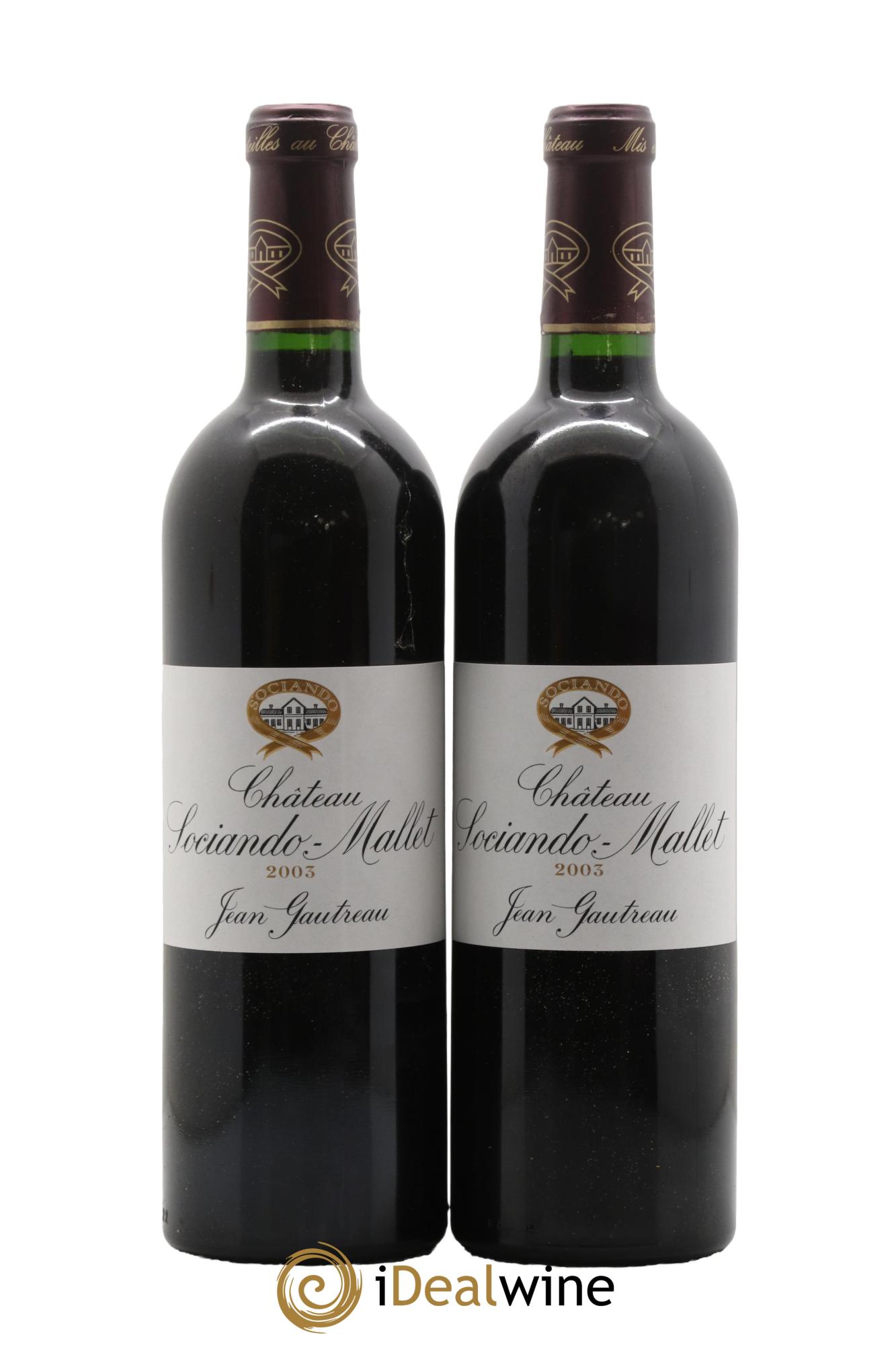 Château Sociando Mallet 2003 - Lotto di 2 bottiglie - 0