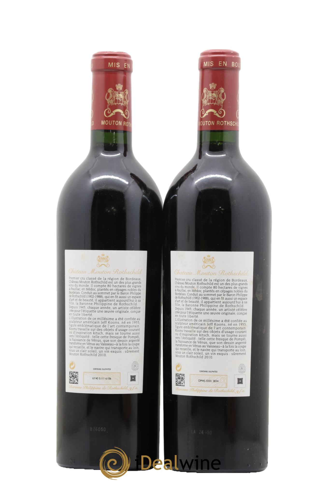 Château Mouton Rothschild 1er Grand Cru Classé 2010 - Lot de 2 bouteilles - 1