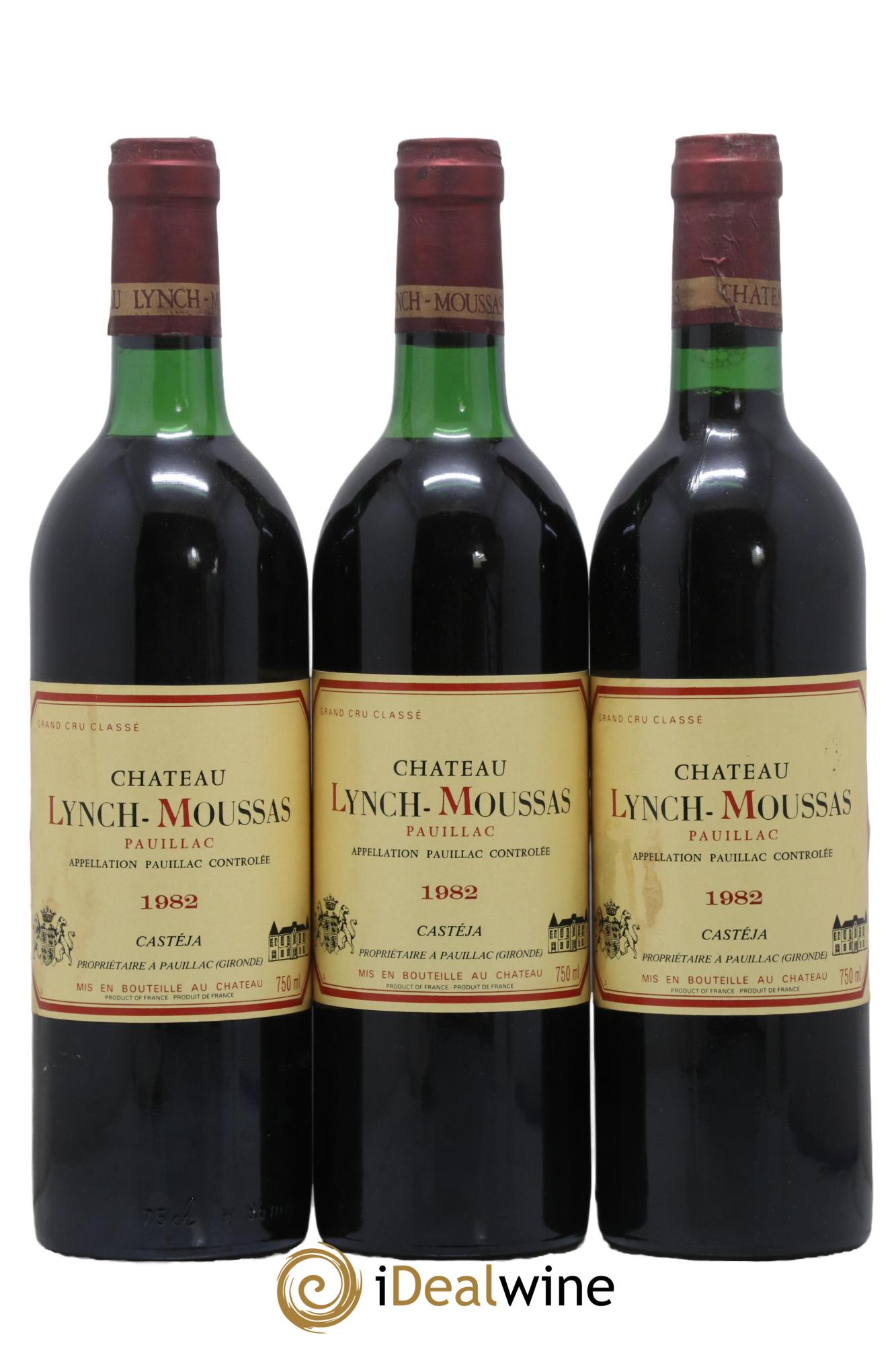 Château Lynch Moussas 5ème Grand Cru Classé 1982 - Lot de 3 bouteilles - 0