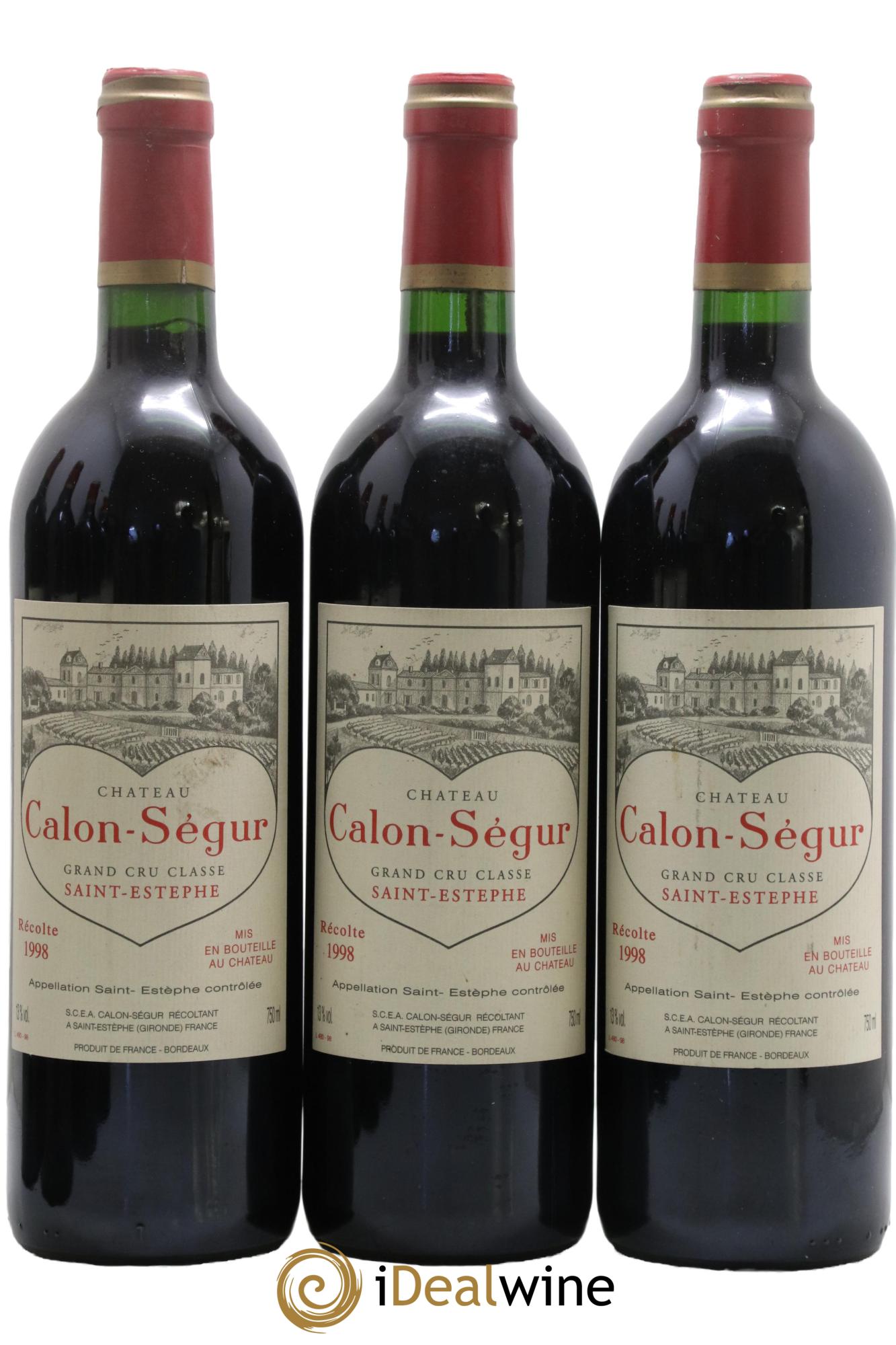 Château Calon Ségur 3ème Grand Cru Classé 1998 - Lot de 3 bouteilles - 0