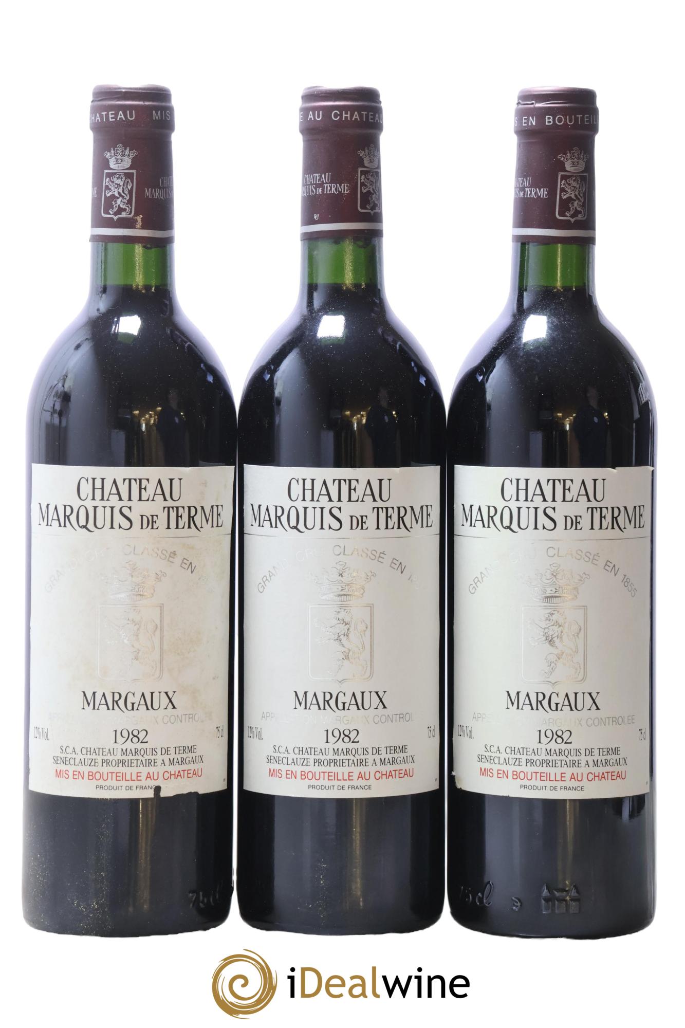 Château Marquis de Terme 4ème Grand Cru Classé 1982 - Posten von 3 Flaschen - 0