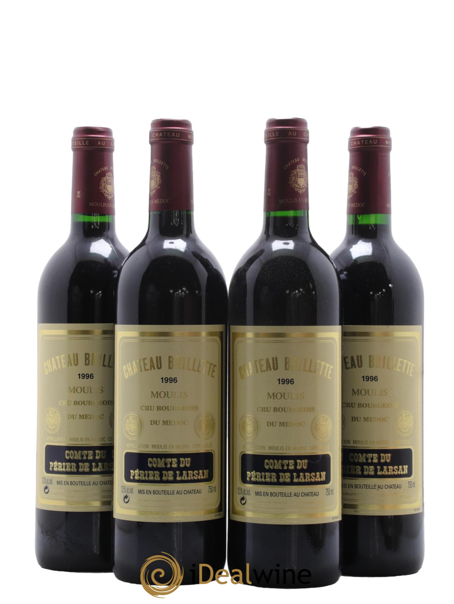 Château Brillette Cru Bourgeois 1996 - Lot de 4 bouteilles - 0