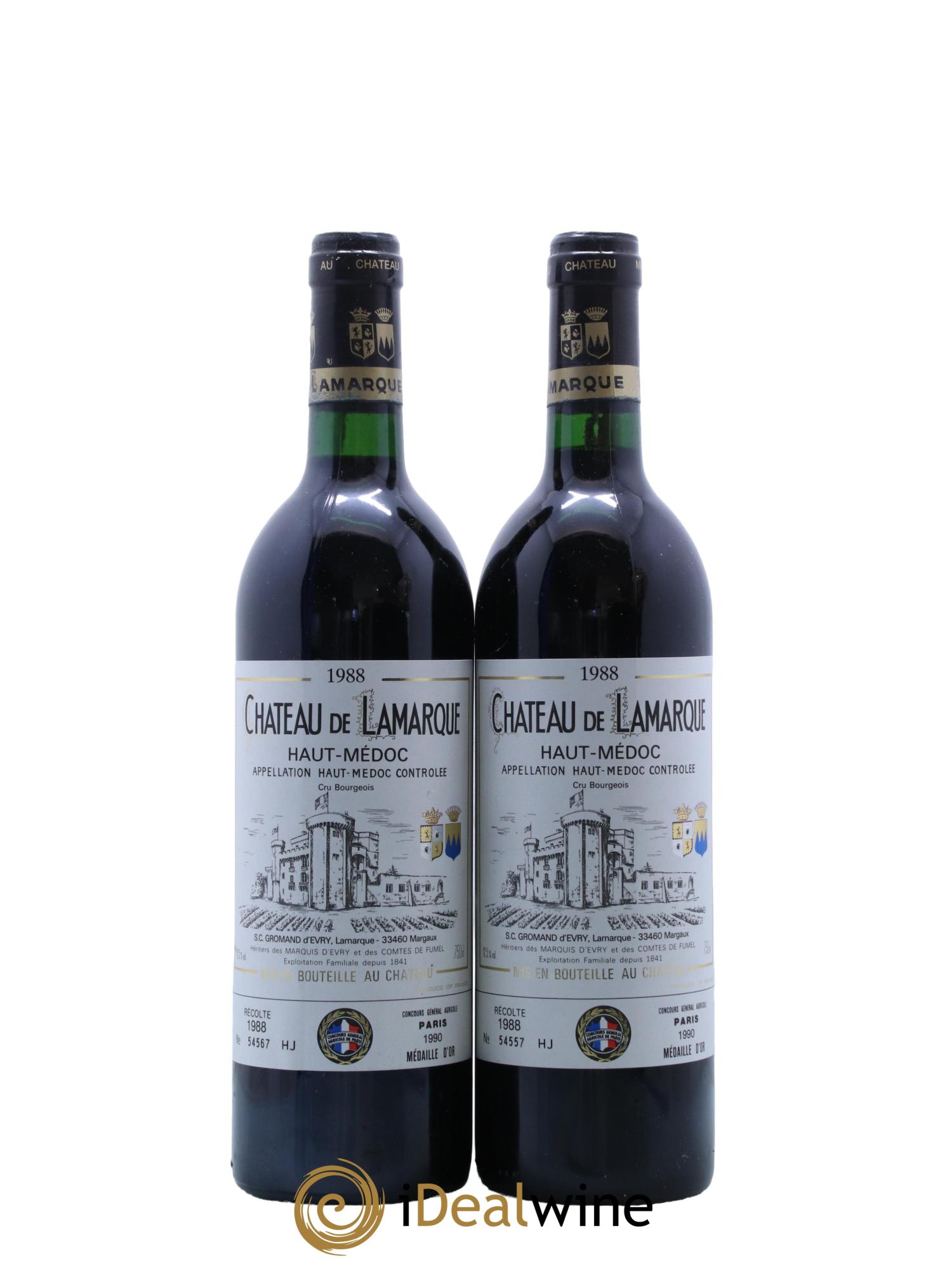Château de Lamarque Cru Bourgeois 1988 - Lot de 2 bouteilles - 0
