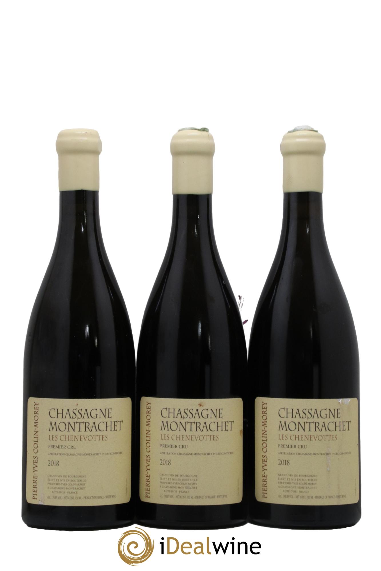 Chassagne-Montrachet 1er Cru Les Chenevottes Pierre-Yves Colin Morey 2018 - Lot de 3 bouteilles - 0
