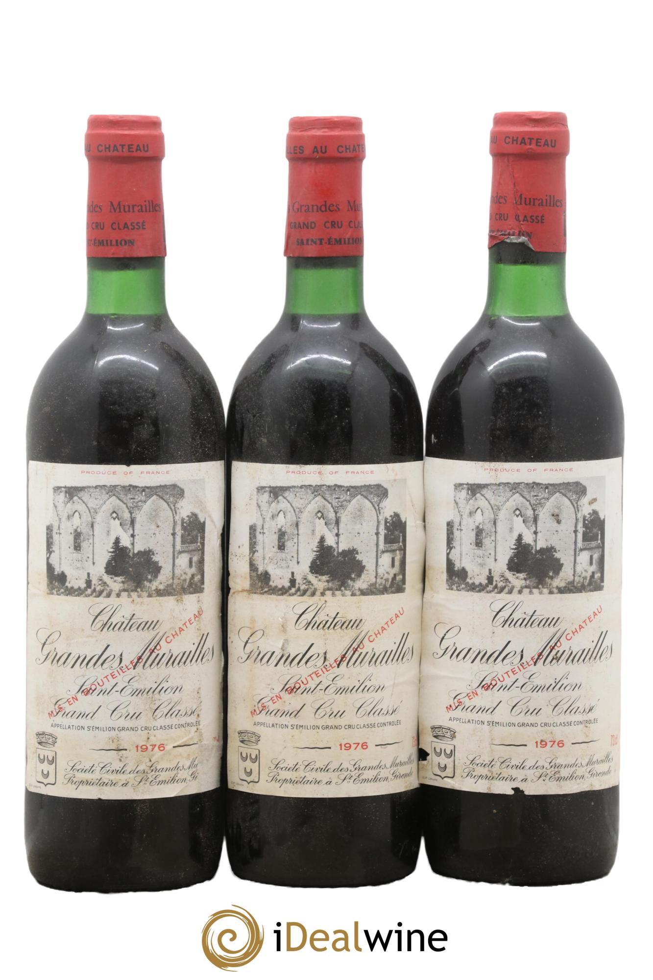 Château les Grandes Murailles Grand Cru Classé 1976 - Lotto di 3 bottiglie - 0
