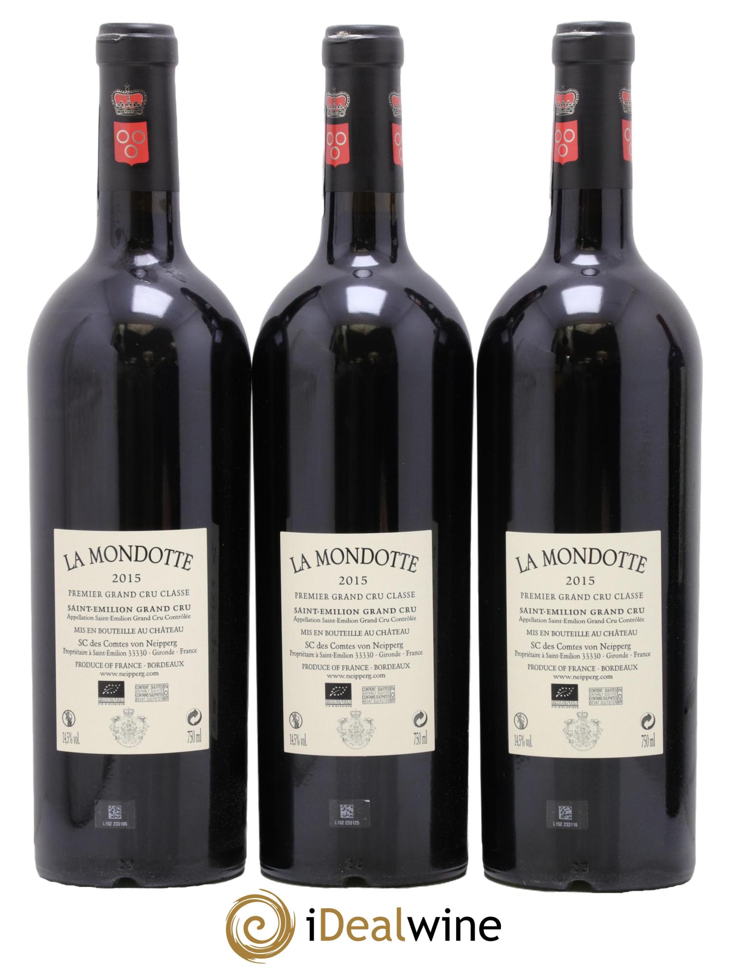La Mondotte 1er Grand Cru Classé B depuis 2012 2015 - Posten von 3 Flaschen - 1