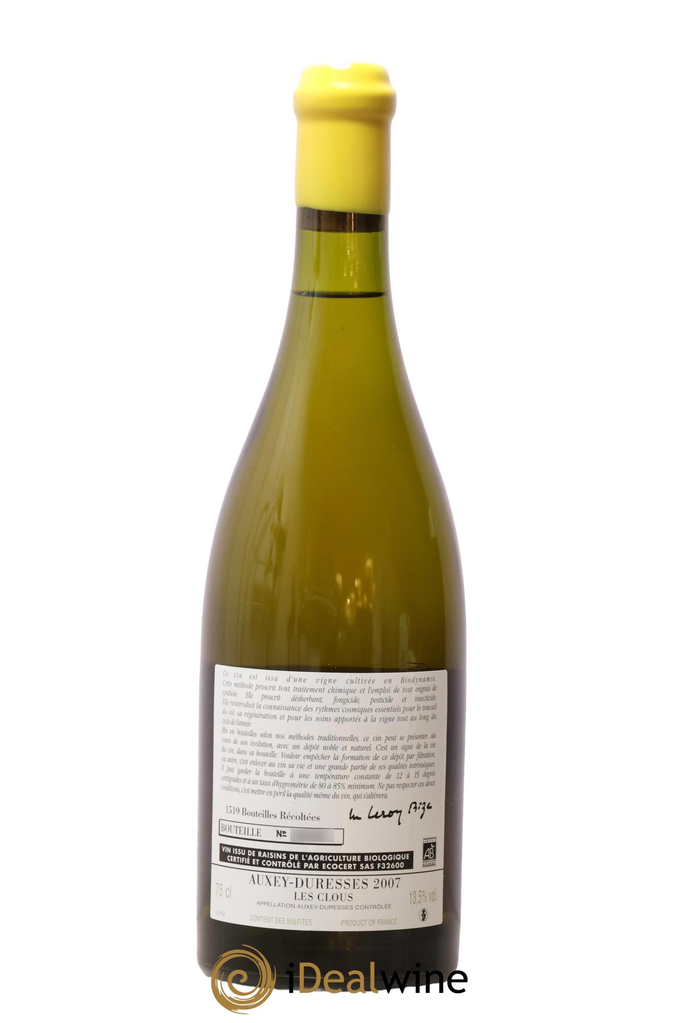Auxey-Duresses Les Clous d'Auvenay (Domaine) 2007 - Posten von 1 Flasche - 1