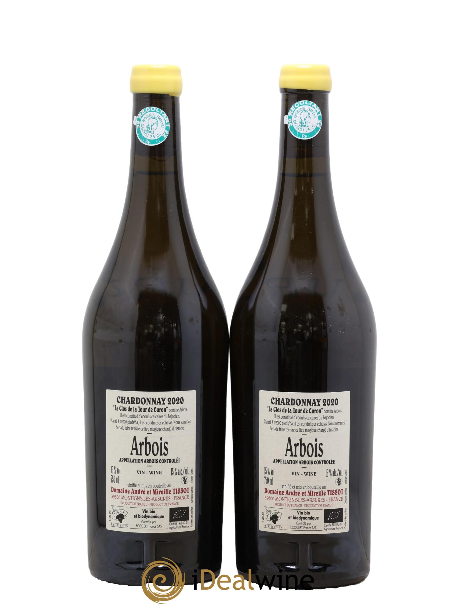 Arbois Chardonnay Le Clos de la Tour de Curon Bénédicte et Stéphane Tissot 2020 - Lot de 2 bouteilles - 1