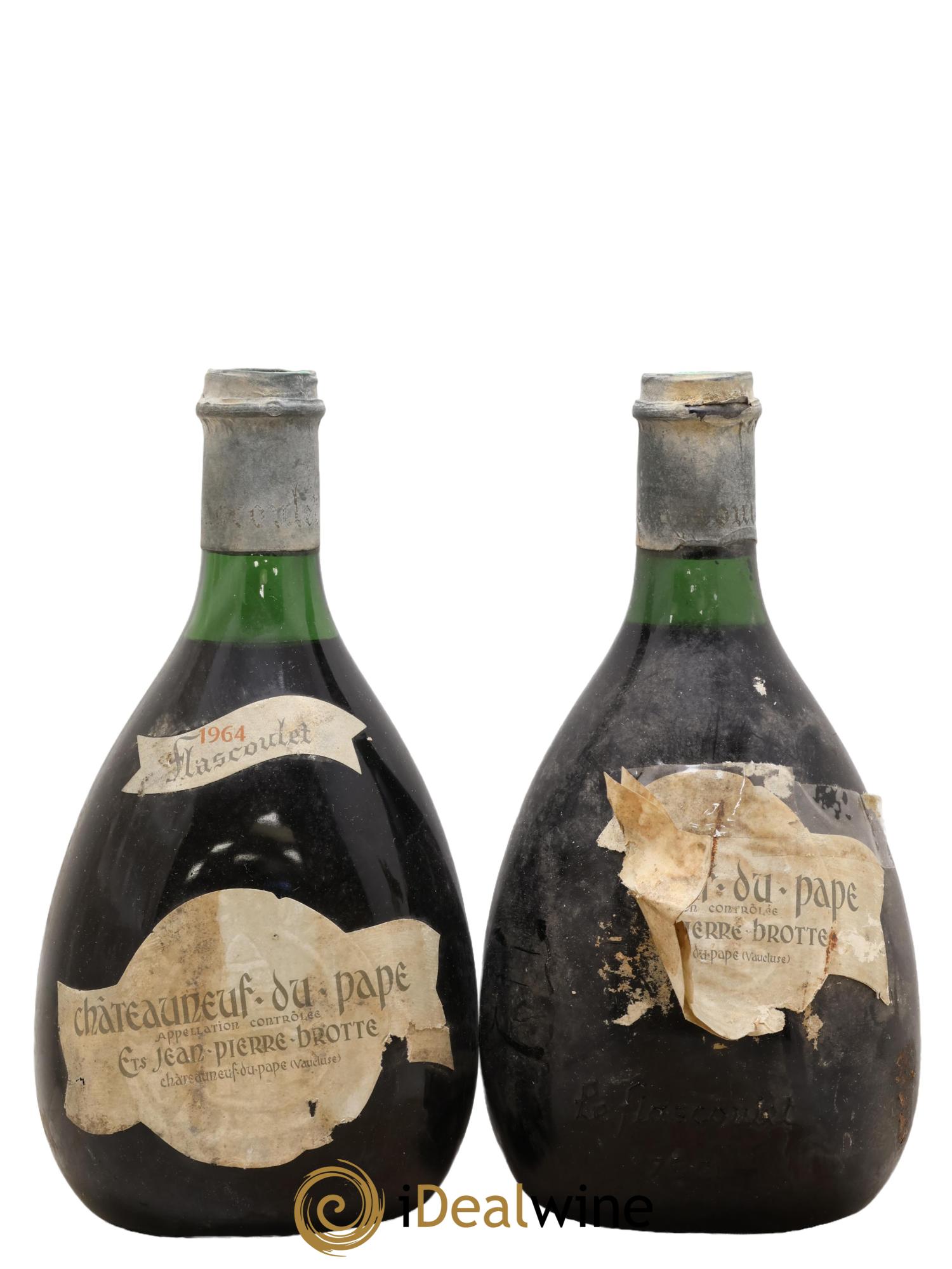 Châteauneuf-du-Pape Flascoulet Jean Pierre Brotte 1964 - Posten von 2 Flaschen - 0