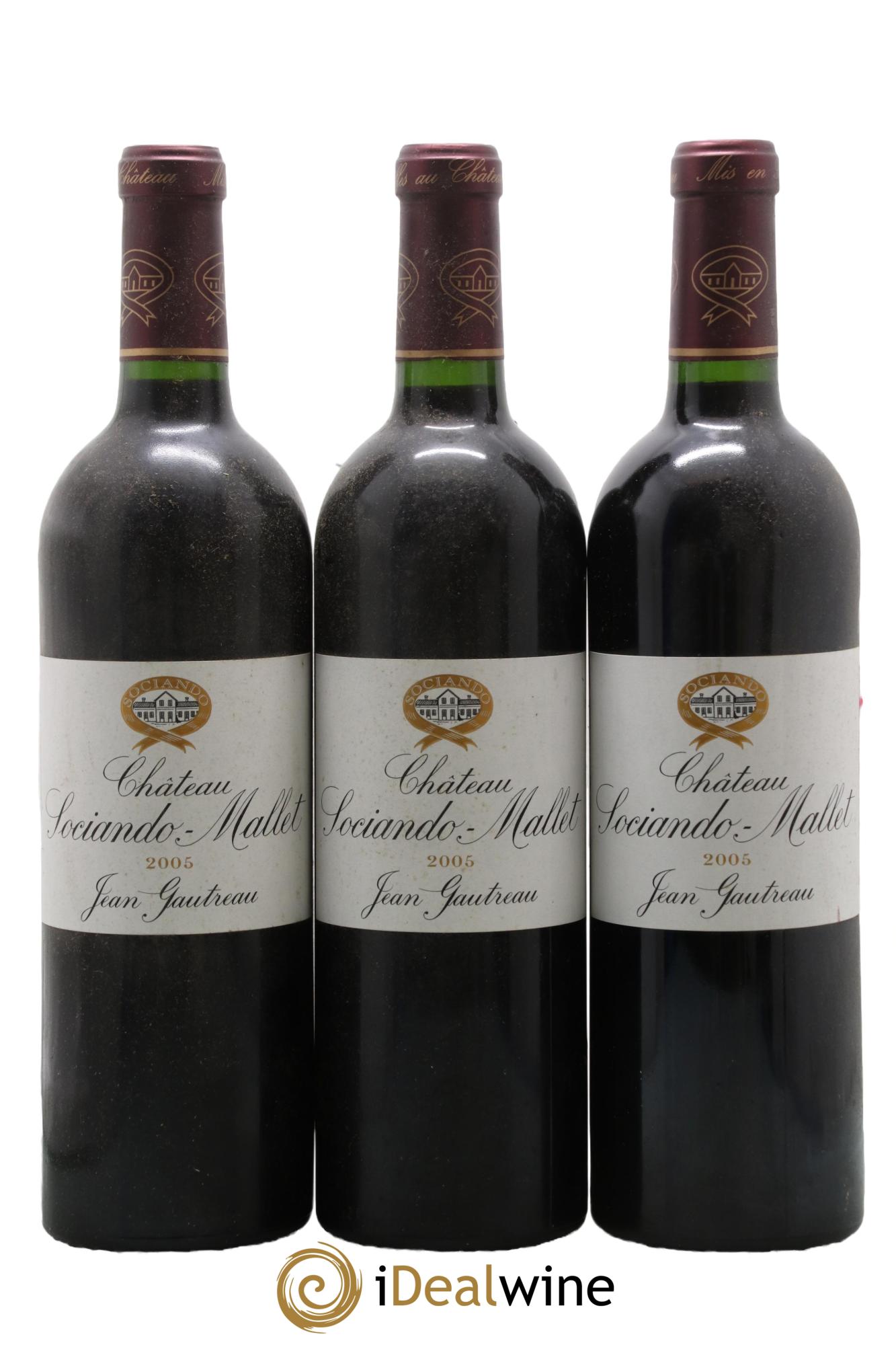 Château Sociando Mallet 2005 - Lot de 3 bouteilles - 0