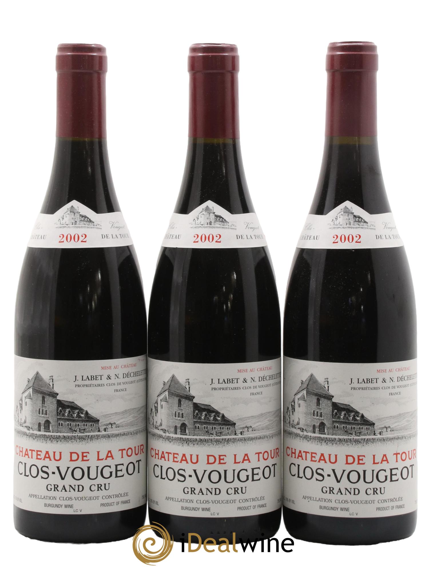 Clos de Vougeot Grand Cru Château de La Tour 2002 - Lot de 3 bouteilles - 0
