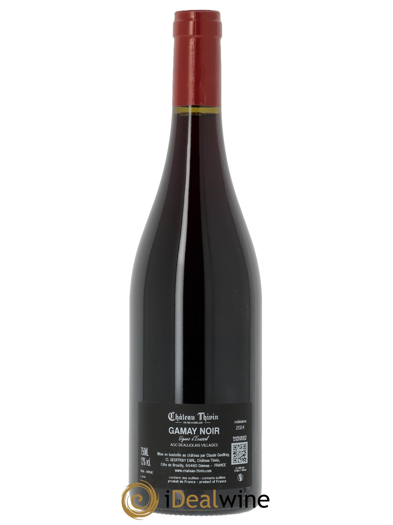 Beaujolais Villages Gamay Noir Vignes d'Ecussol Château Thivin  2024 - Lot de 1 bouteille - 1
