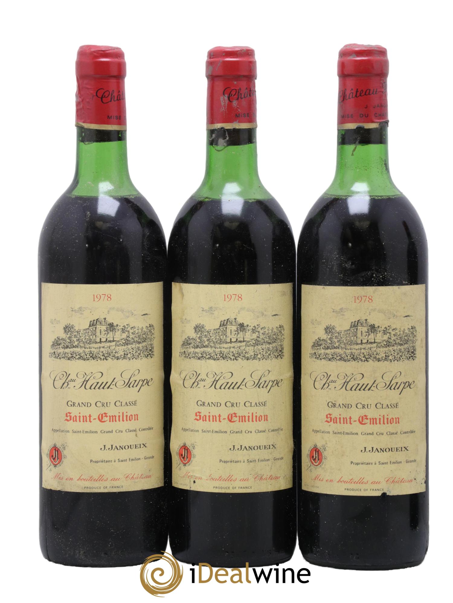 Château Haut Sarpe Grand Cru Classé 1978 - Posten von 3 Flaschen - 0