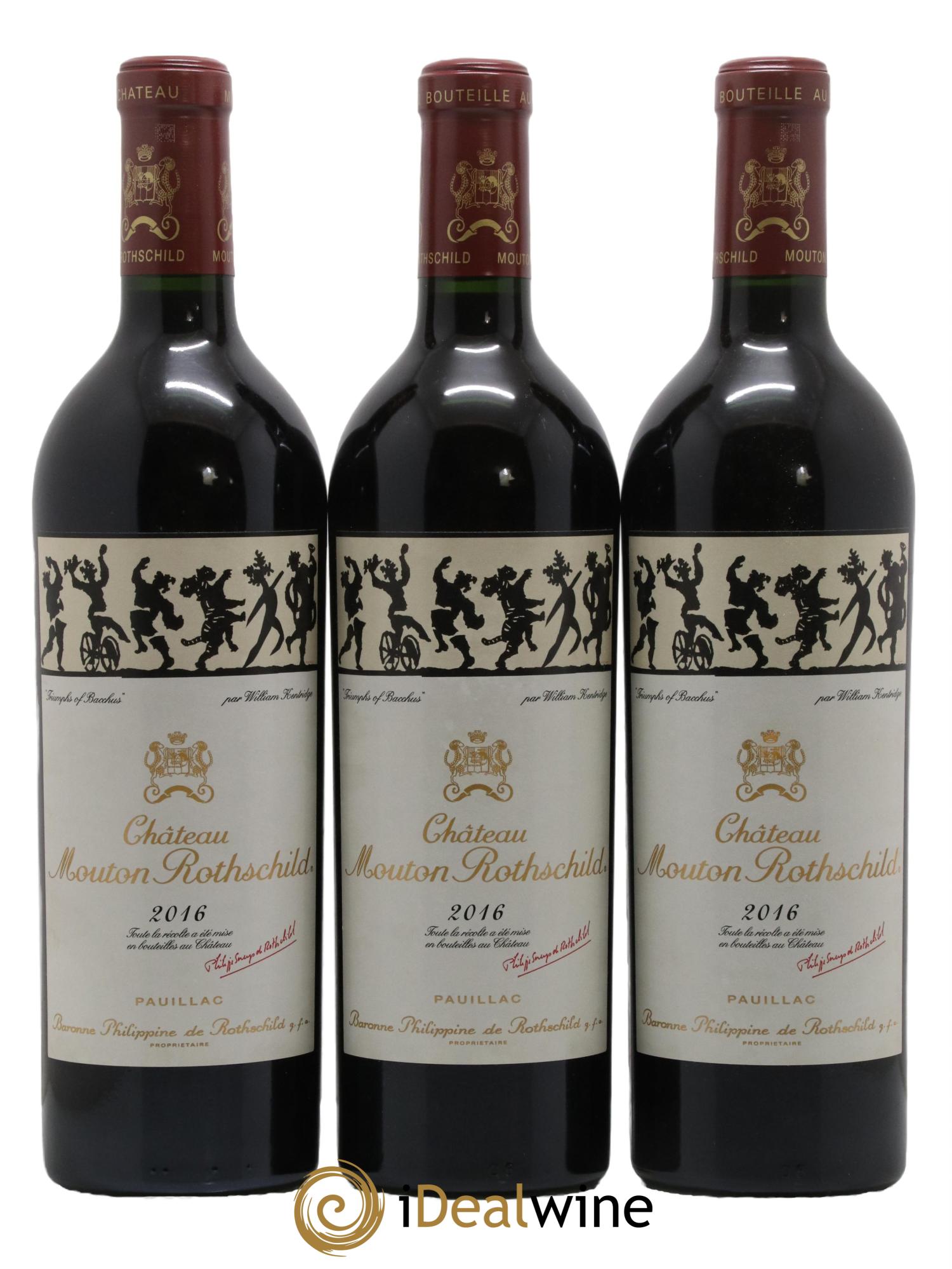 Château Mouton Rothschild 1er Grand Cru Classé 2016 - Lot de 3 bouteilles - 0