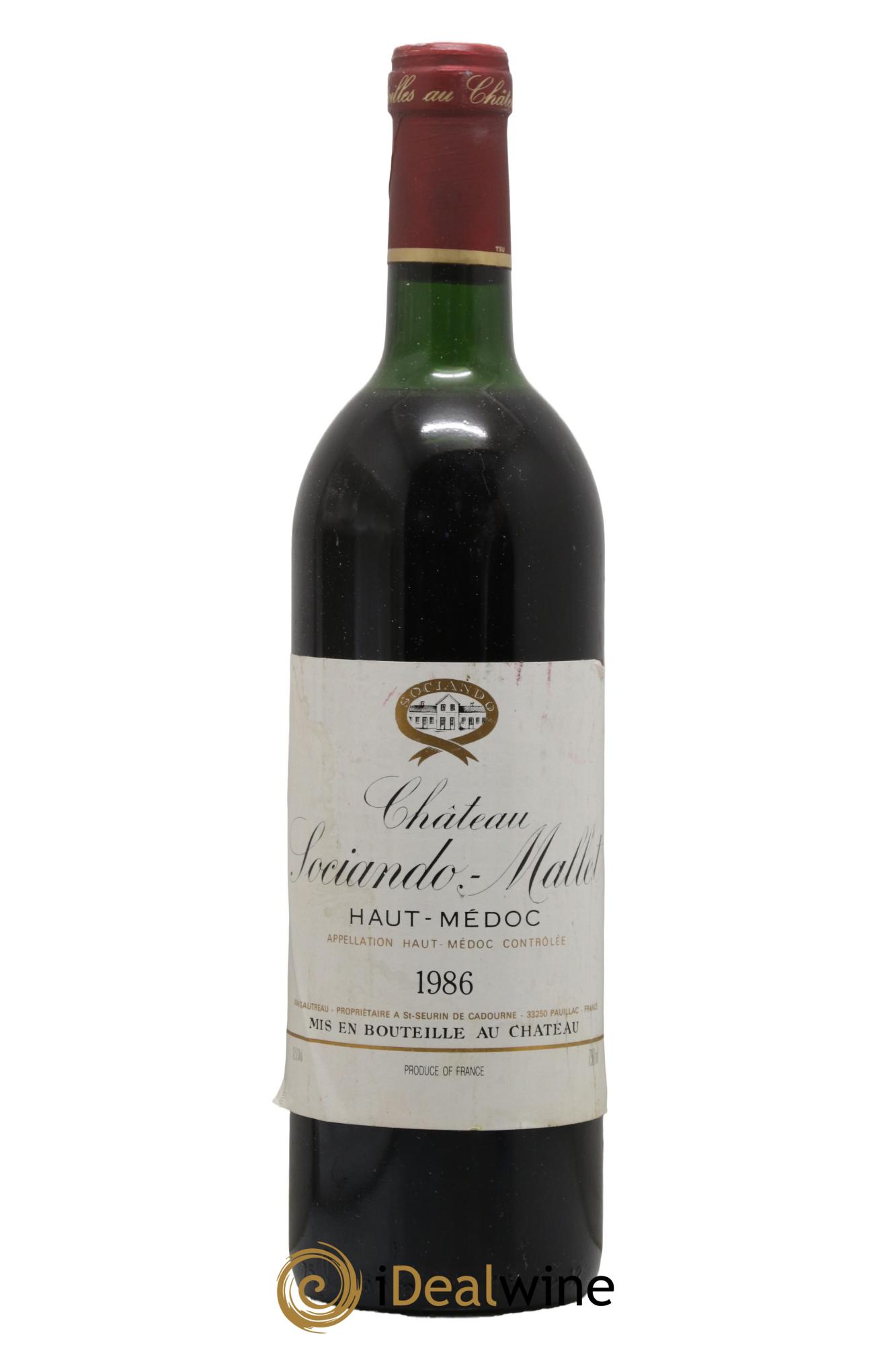 Château Sociando Mallet 1986 - Lot de 1 bouteille - 0