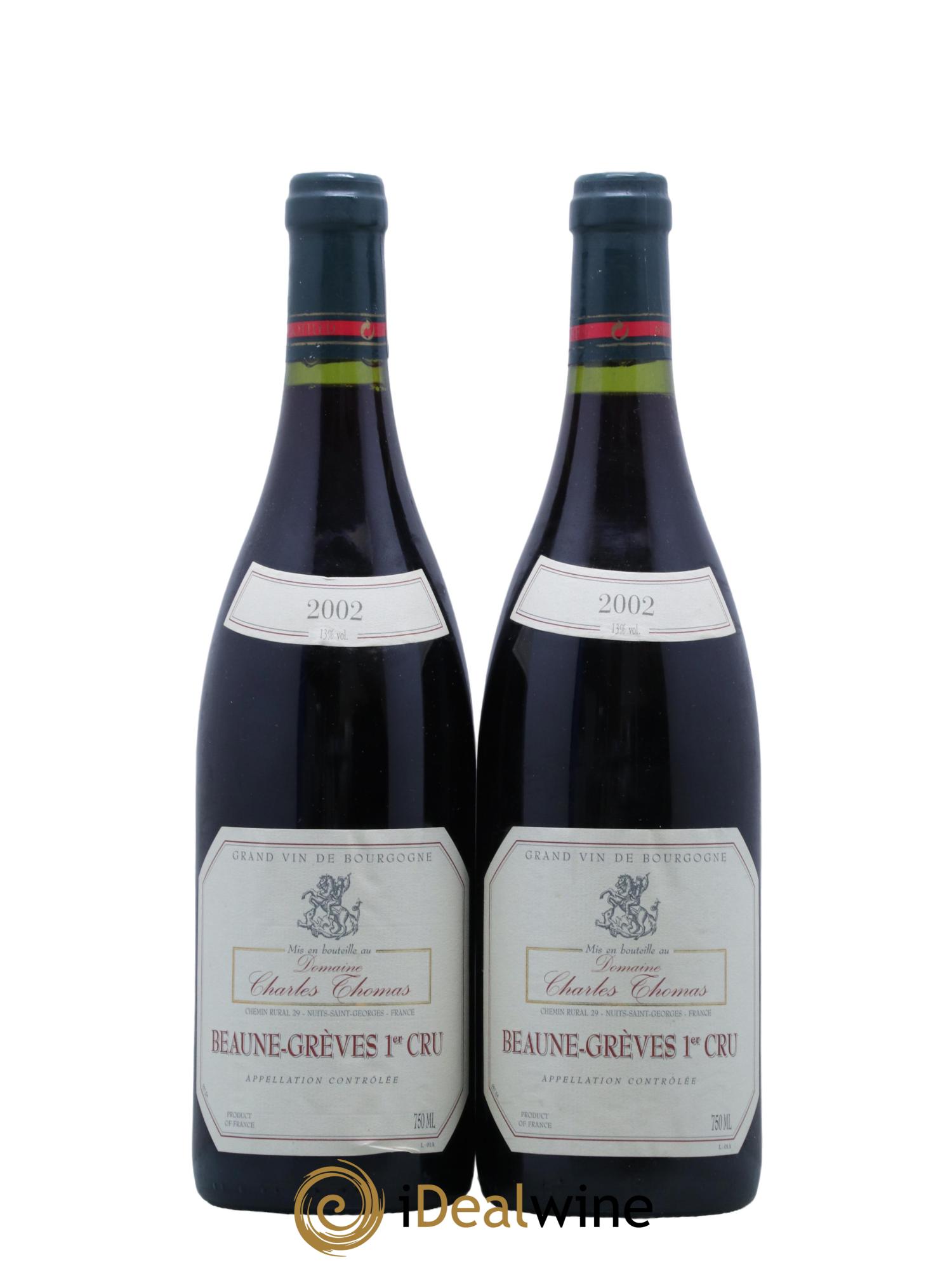Beaune 1er Cru Greves Domaine Charles Thomas 2002 - Lot de 2 bouteilles - 0