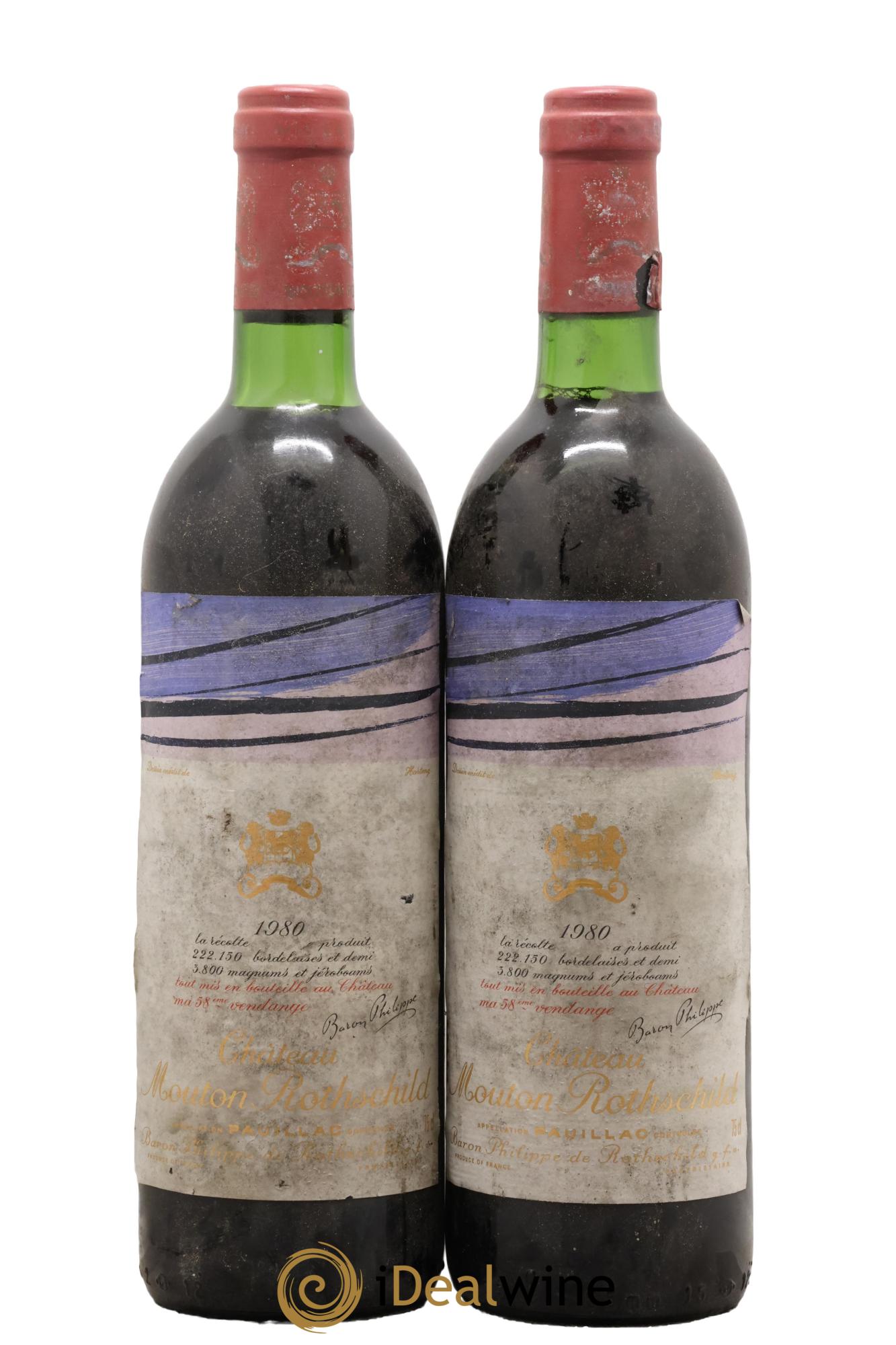 Château Mouton Rothschild 1er Grand Cru Classé 1980 - Posten von 2 Flaschen - 0