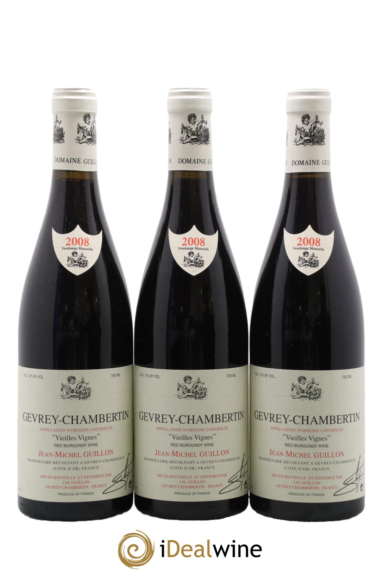 Gevrey-Chambertin Vieilles Vignes Jean-Michel Guillon 2008 - Lot de 3 bouteilles - 0