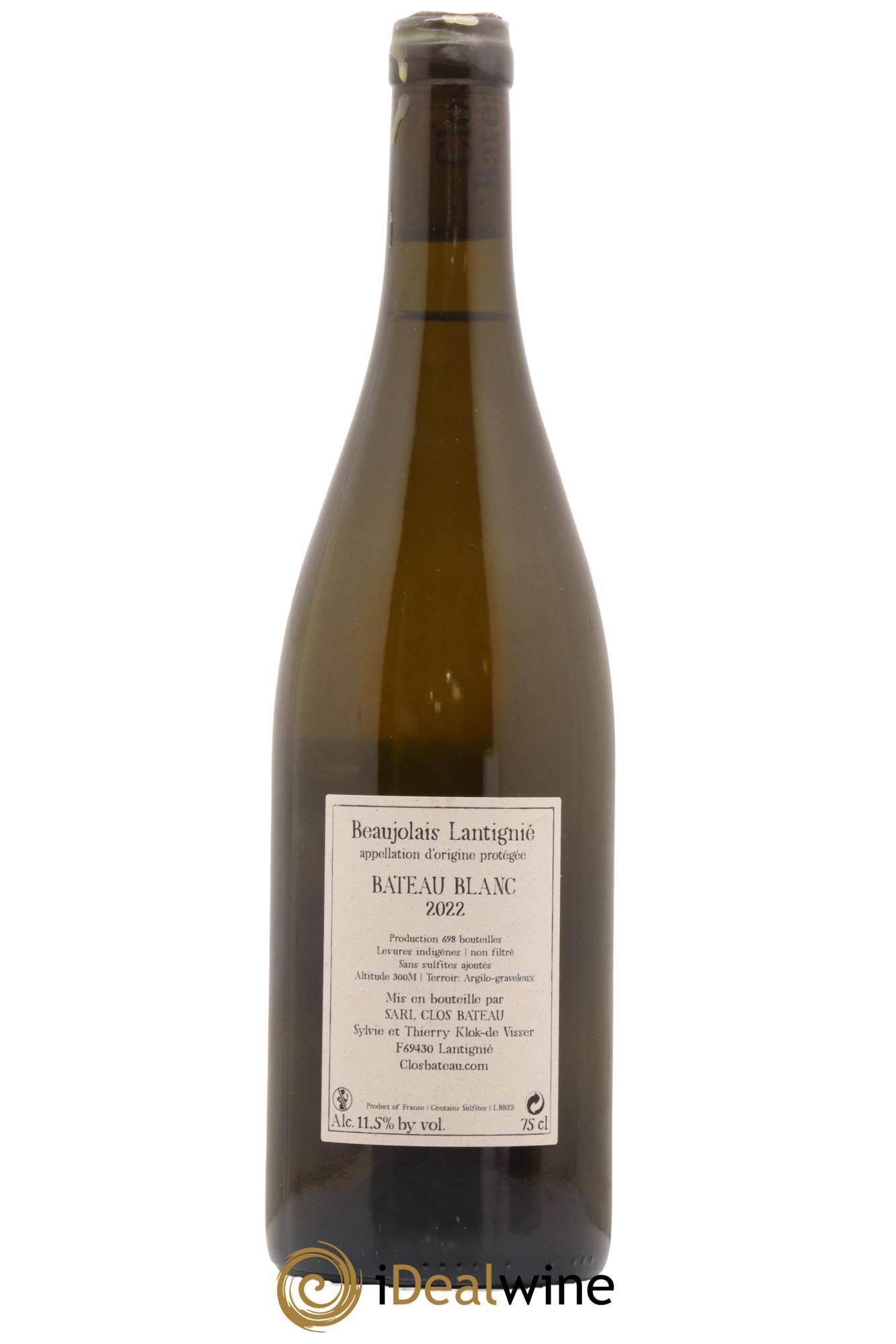 Beaujolais Lantignié Bateau Blanc Clos Bateau 2022 - Lot de 1 bouteille - 1