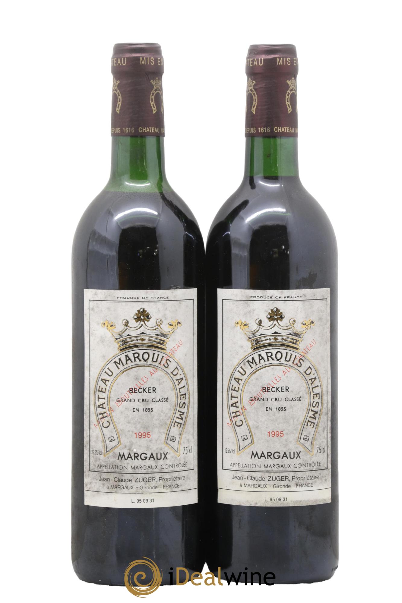 Château Marquis d'Alesme 1995 - Lot de 2 bouteilles - 0
