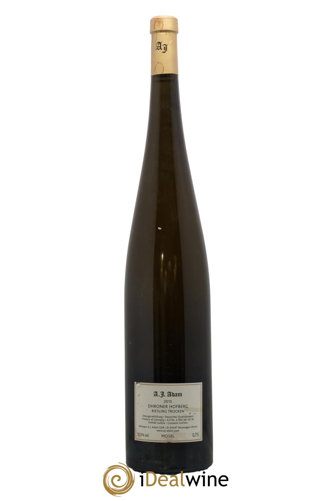 Allemagne Dhroner Hofberg Trocken Ap 05 16 Weingut A.J. Adam 2015 - Lot of 1 magnum - 1