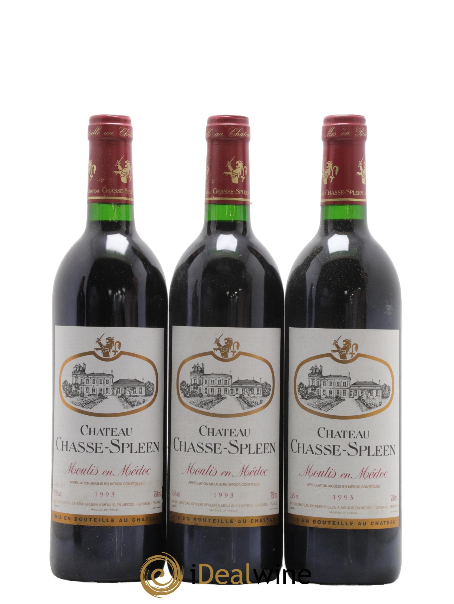 Château Chasse Spleen 1993 - Lot de 3 bouteilles - 0