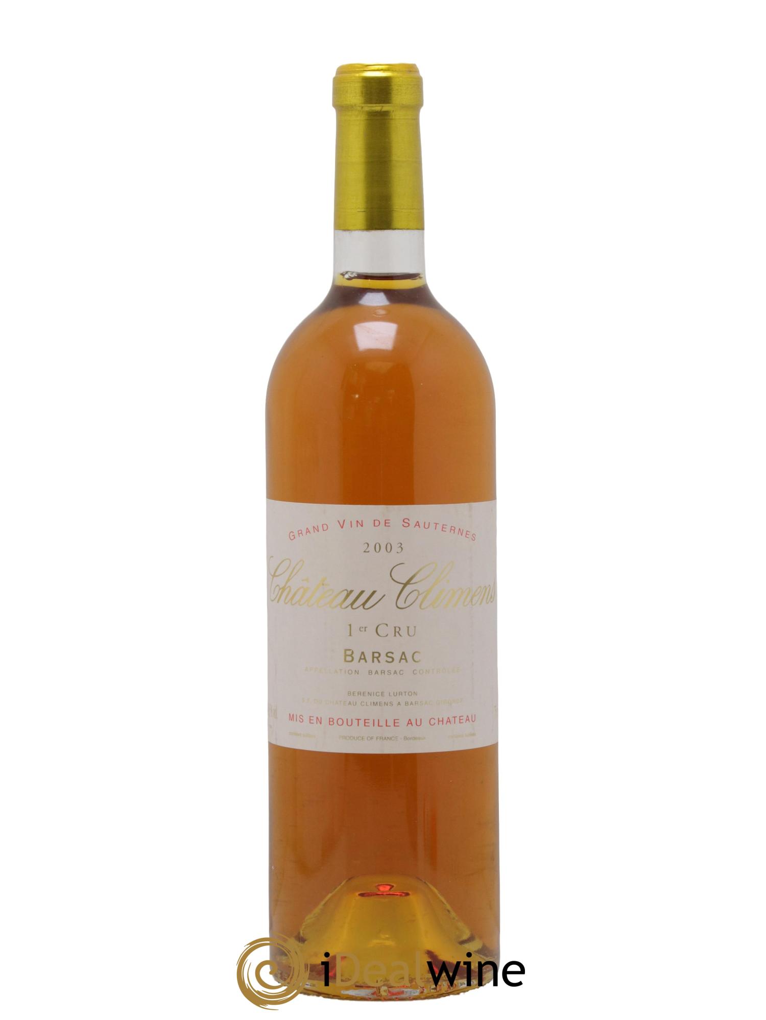 Château Climens 1er Grand Cru Classé 2003 - Lot de 1 bouteille - 0