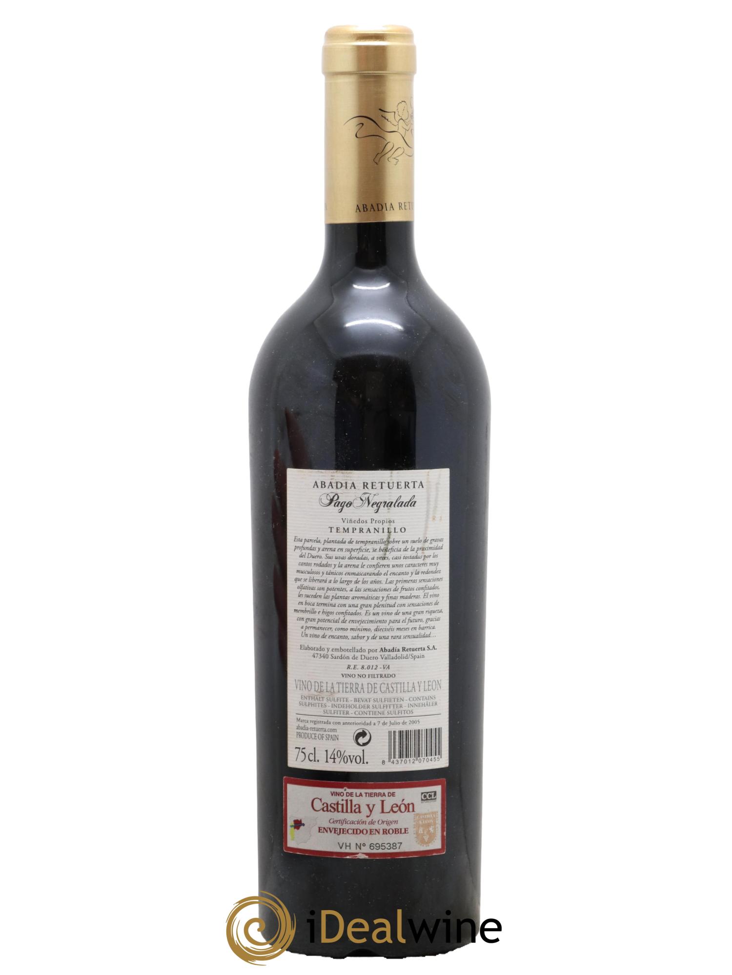 Castilla y Leon Abadia Tetuerta Pago Negralada Tempranillo 2010 - Lot de 1 bouteille - 1