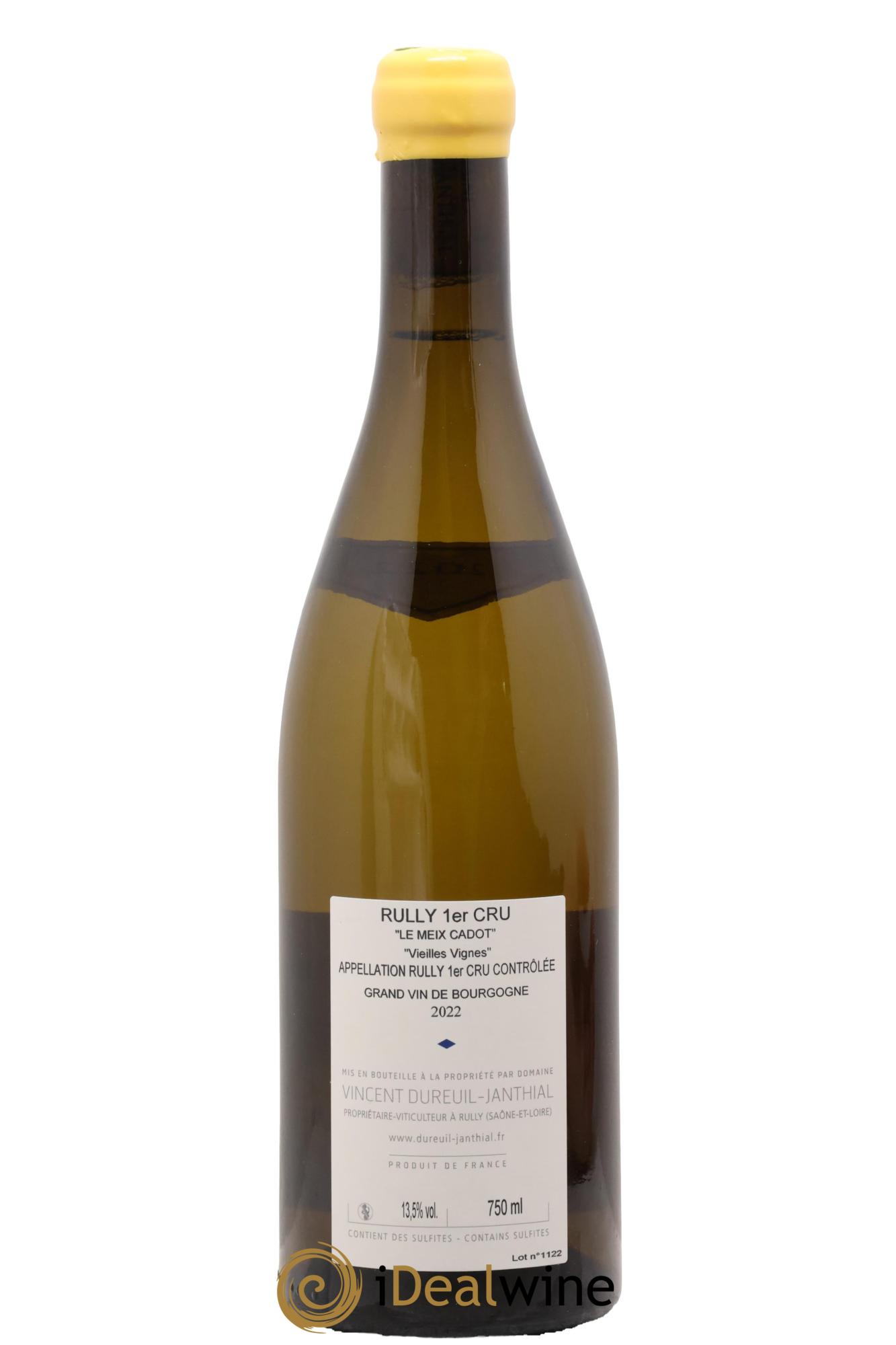 Rully 1er Cru Le Meix Cadot Vieilles Vignes Vincent Dureuil-Janthial 2022 - Lot de 1 bouteille - 1