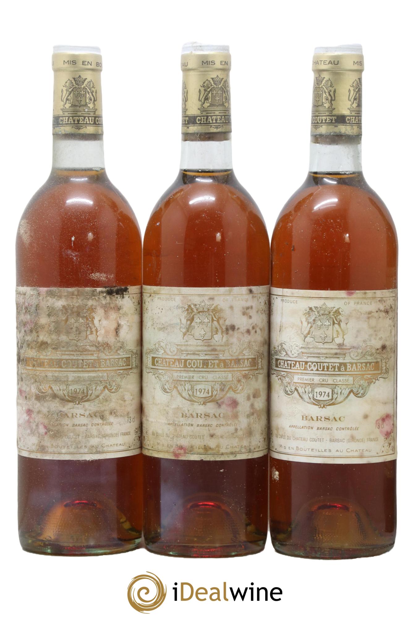 Château Coutet 1er Grand Cru Classé 1974 - Lot de 3 bouteilles - 0