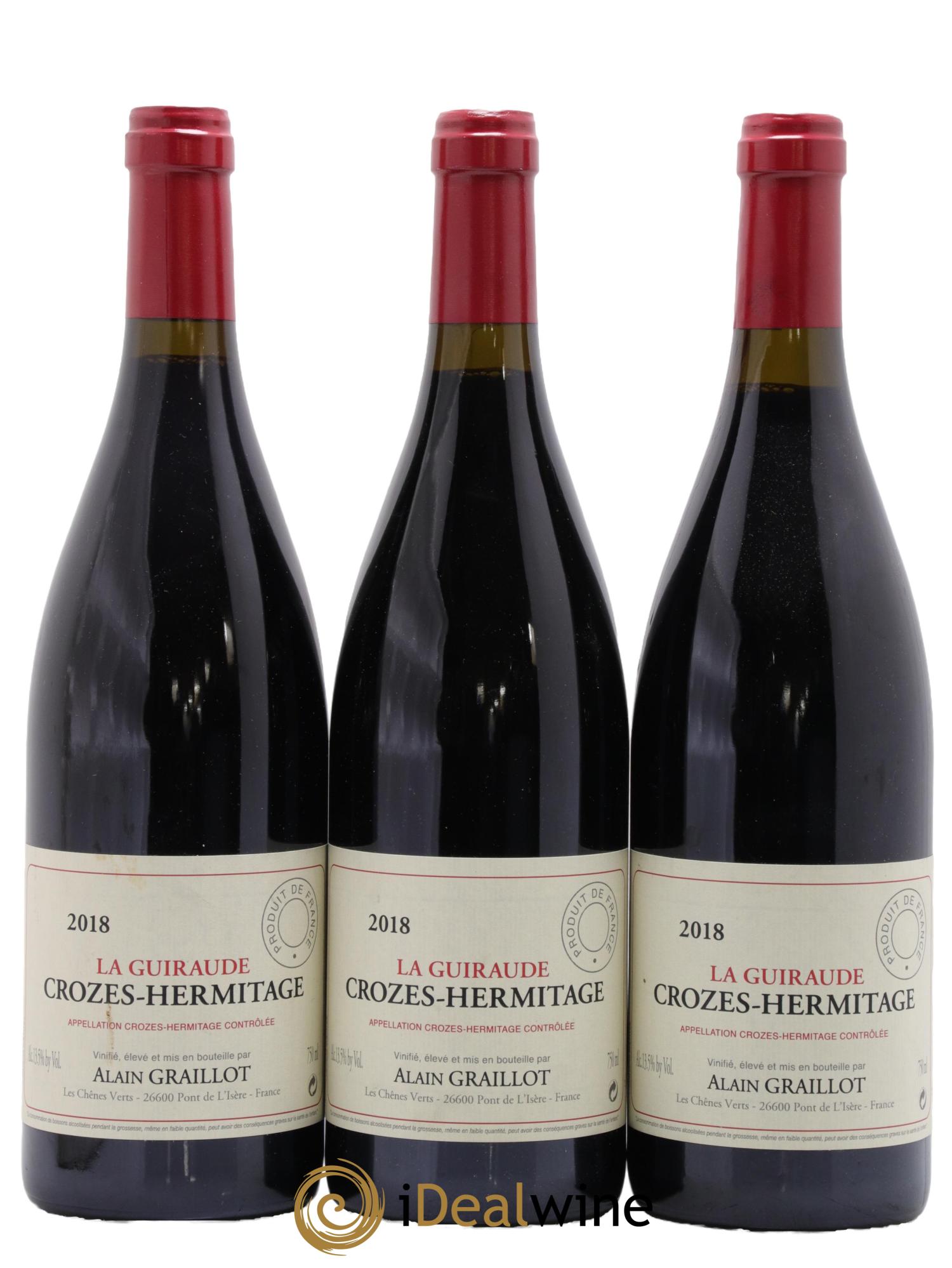 Crozes-Hermitage La Guiraude Domaine Graillot 2018 - Lotto di 3 bottiglie - 0