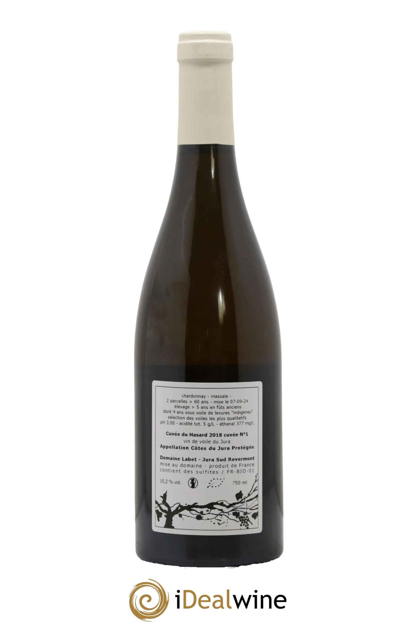 Côtes du Jura Vin de voile Chardonnay du Hasard Romain - Julien - Charline Labet 2018 - Lot de 1 bouteille - 1