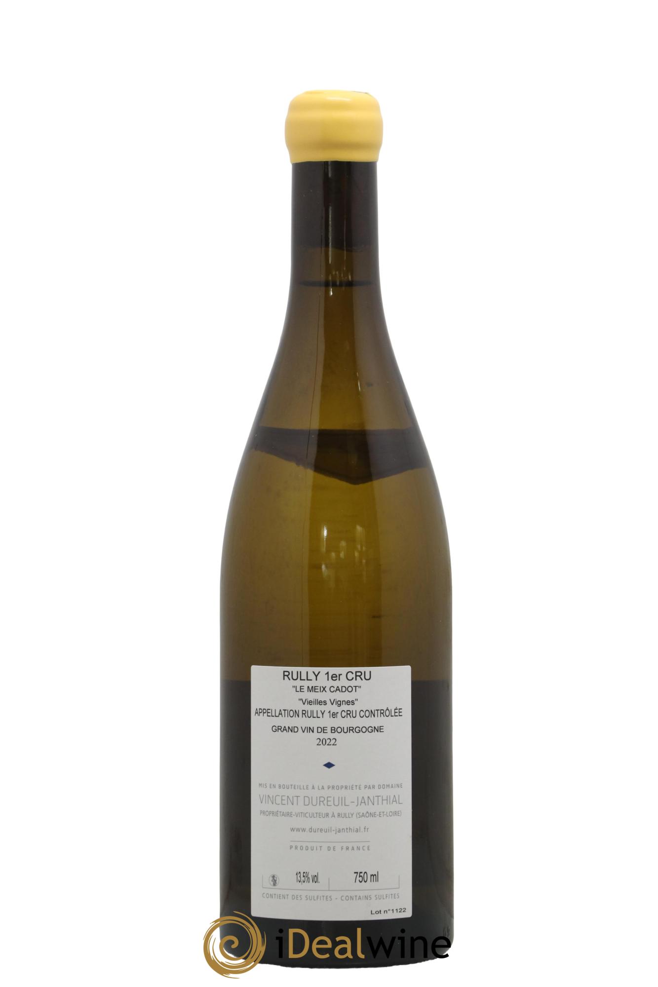 Rully 1er Cru Le Meix Cadot Vieilles Vignes Vincent Dureuil-Janthial 2022 - Lot de 1 bouteille - 1