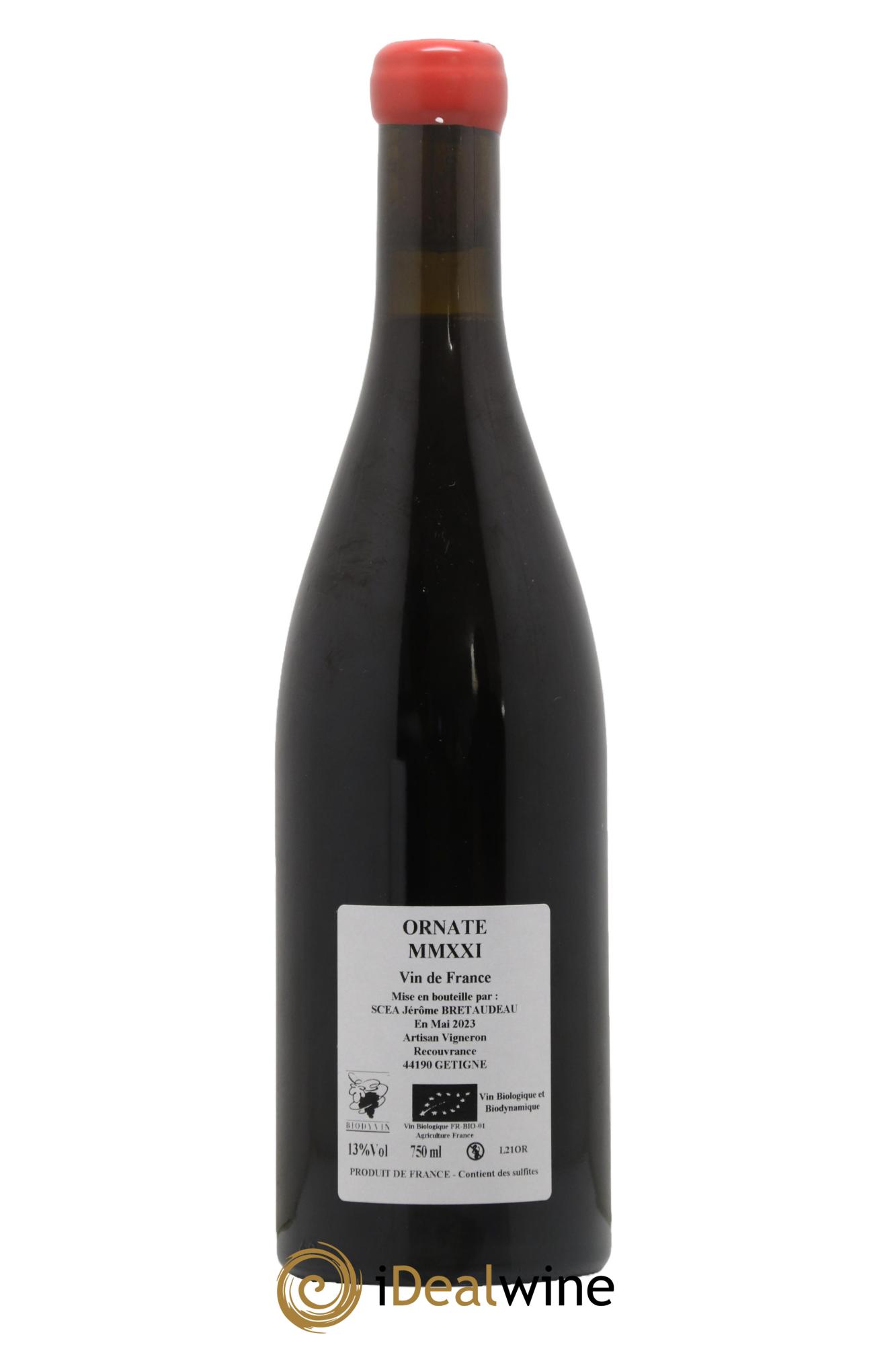 Vin de France Merlot Ornaté Jérôme Bretaudeau - Domaine de Bellevue 2021 - Lot de 1 bouteille - 1