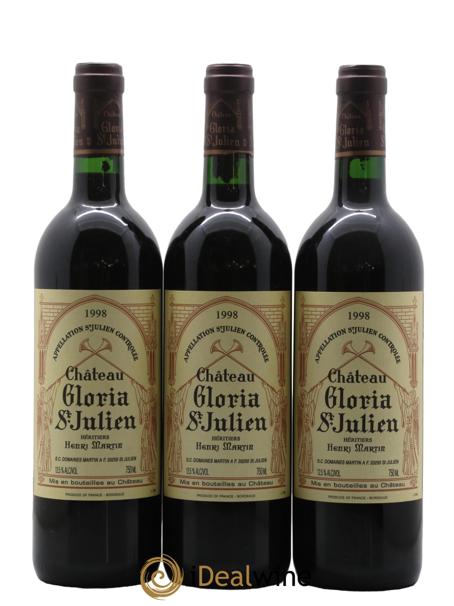 Château Gloria  1998 - Lot de 3 bouteilles - 0