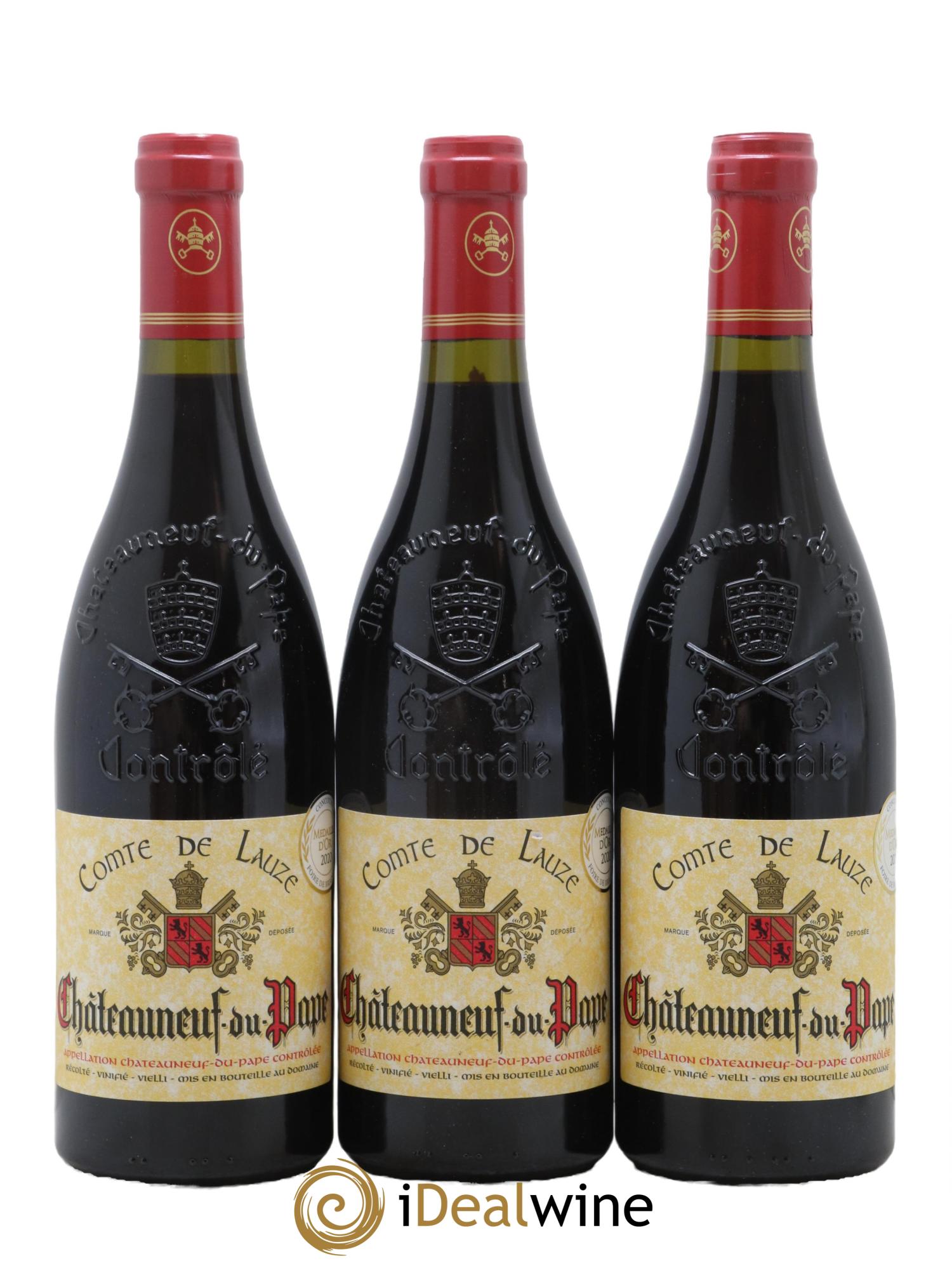 Châteauneuf-du-Pape Domaine Comte de Lauze 2018 - Lot de 3 bouteilles - 0