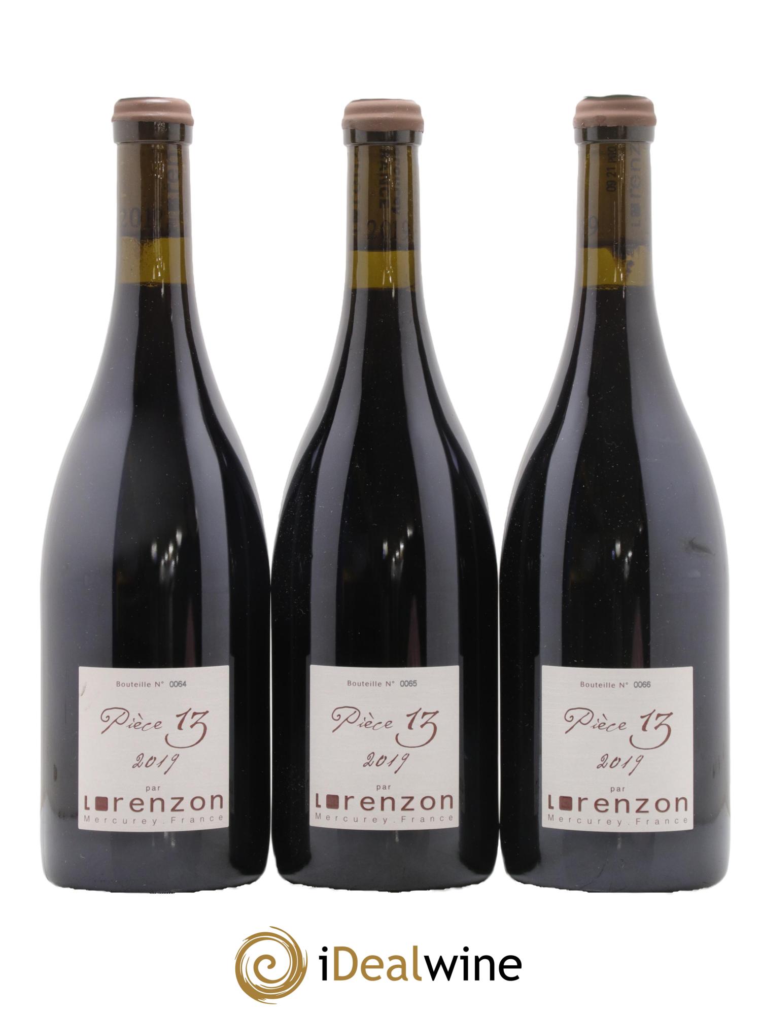 Mercurey 1er Cru Pièce 13 Bruno Lorenzon 2019 - Lot de 3 bouteilles - 0
