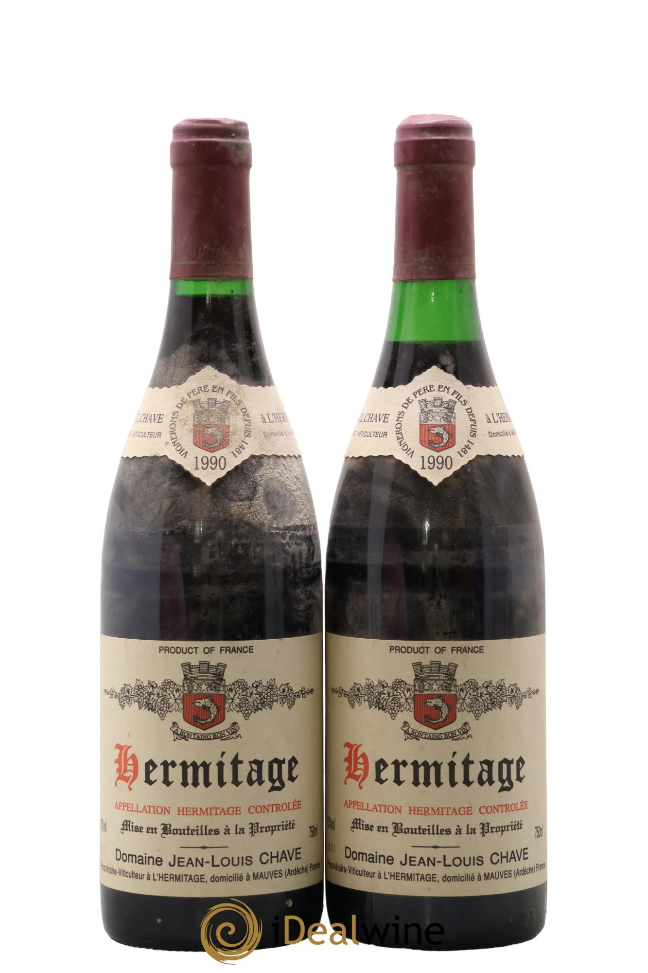 Hermitage Jean-Louis Chave 1990 - Lot de 2 bouteilles - 0