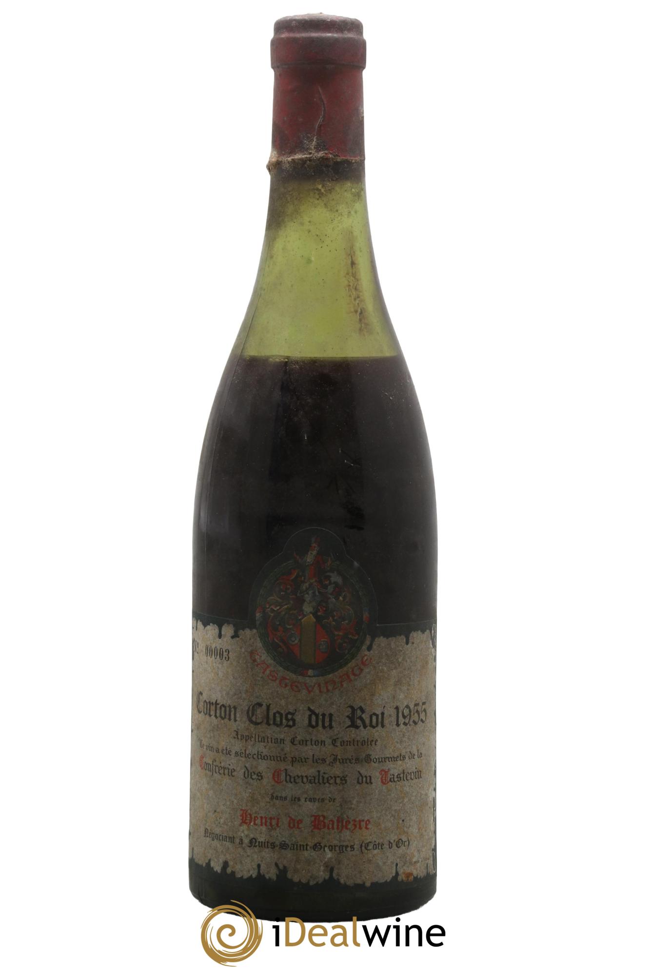 Corton Grand Cru Clos Du Roi Confrérie Des Chevaliers Du Tastevin Henri De Bahezre 1955 - Lot of 1 bottle - 0