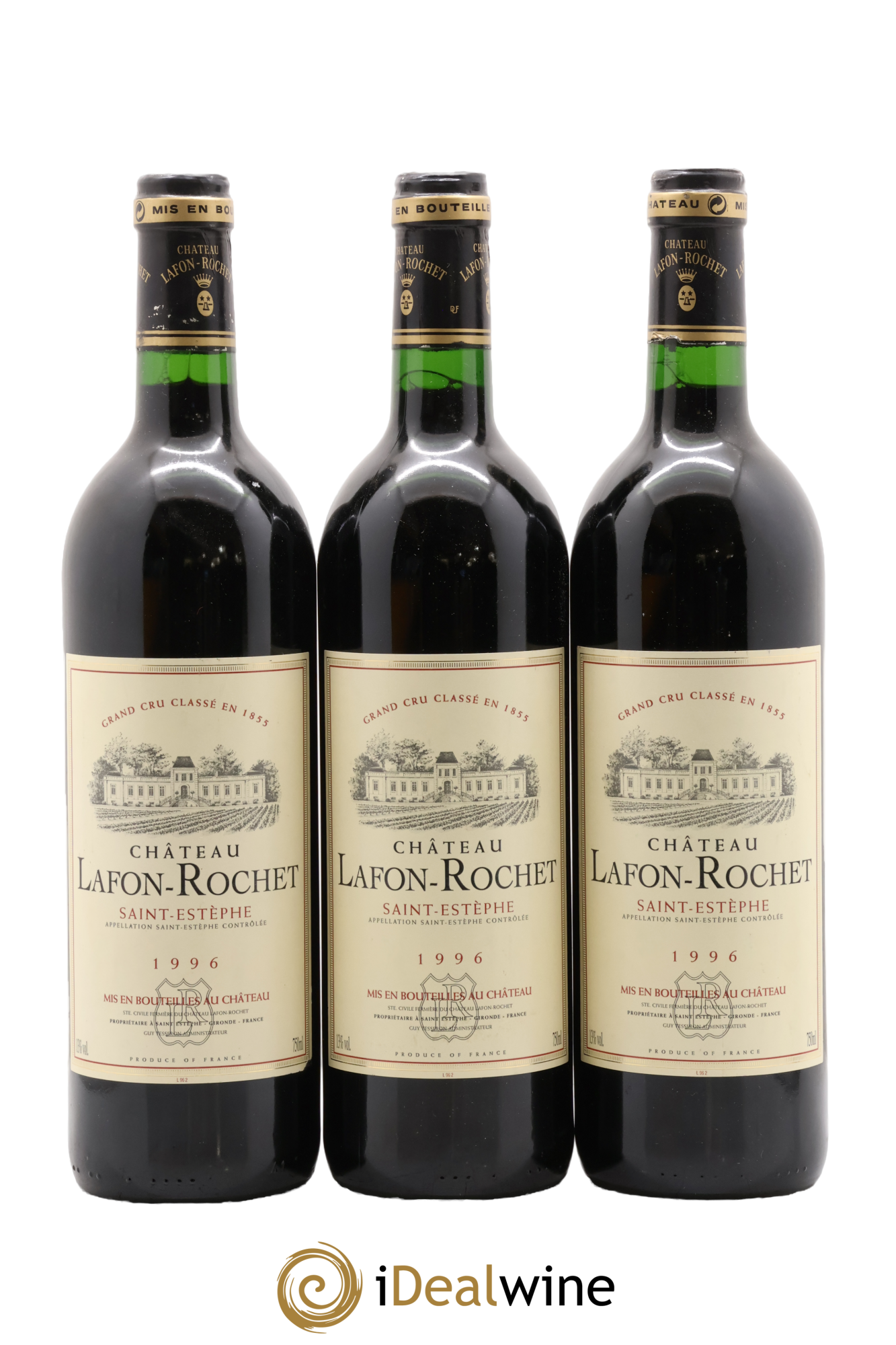 Château Lafon Rochet 4ème Grand Cru Classé 1996 - Lot de 3 bouteilles - 0