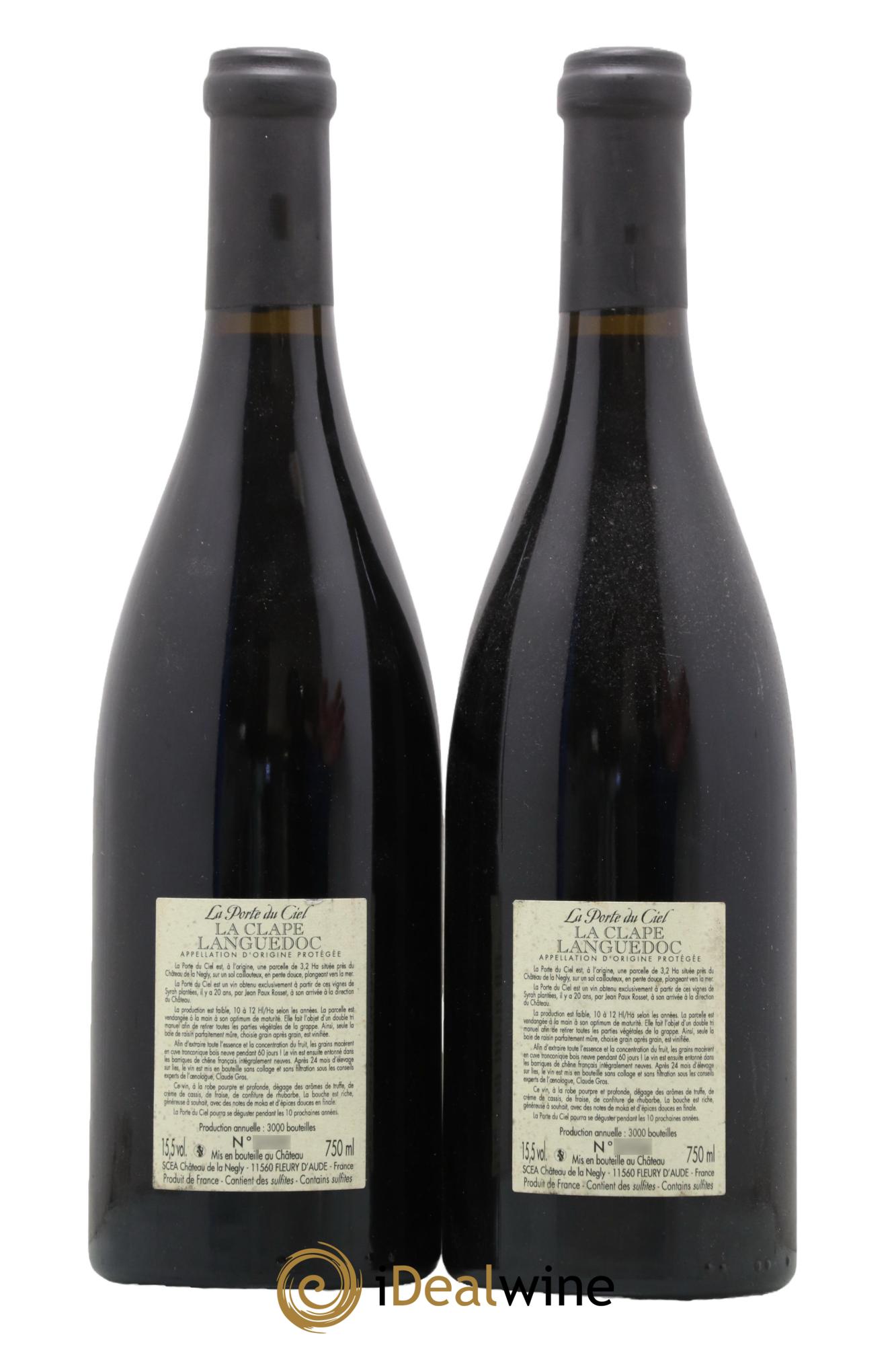 La Clape Château de La Négly La Porte du Ciel Jean Paux-Rosset 2014 - Lot de 2 bouteilles - 1