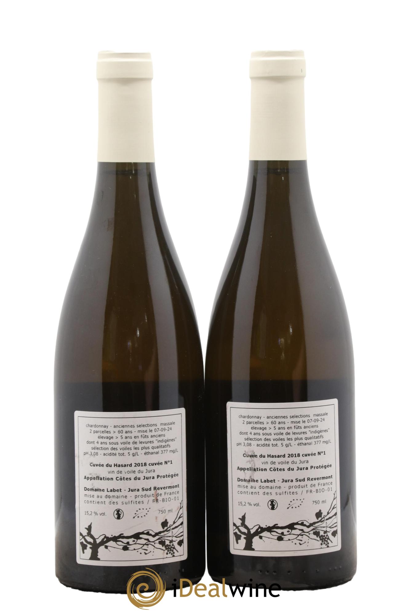 Côtes du Jura Vin de voile Chardonnay du Hasard Romain - Julien - Charline Labet 2018 - Posten von 2 Flaschen - 1