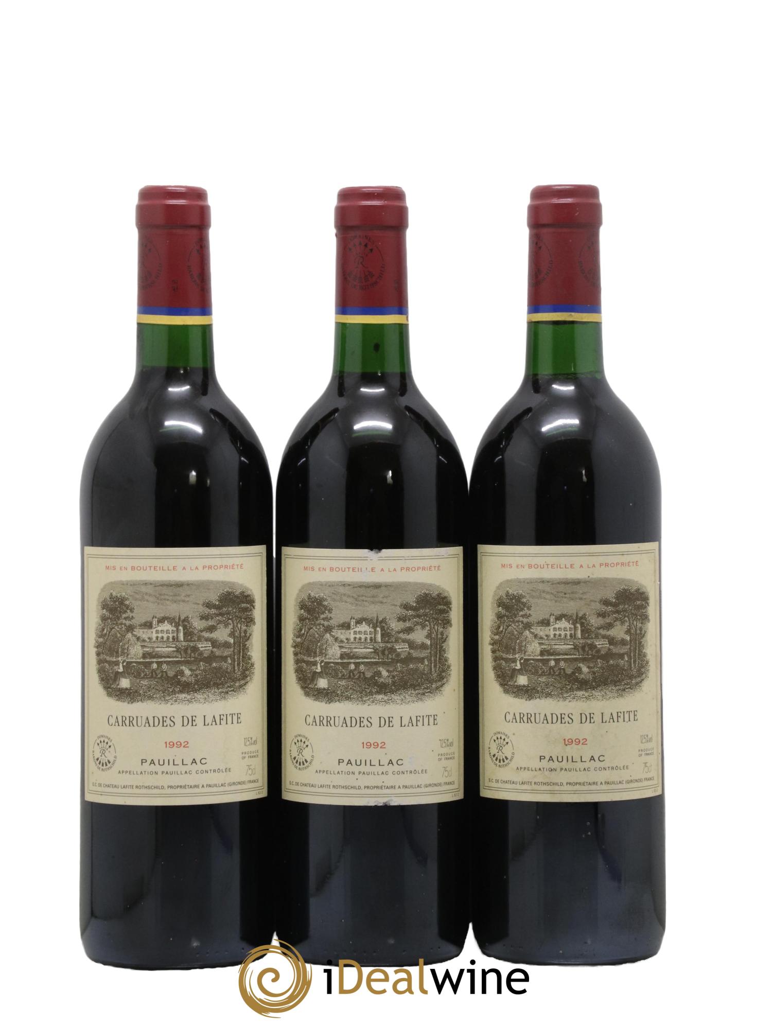 Carruades de Lafite Rothschild Second Vin 1992 - Lot de 3 bouteilles - 0