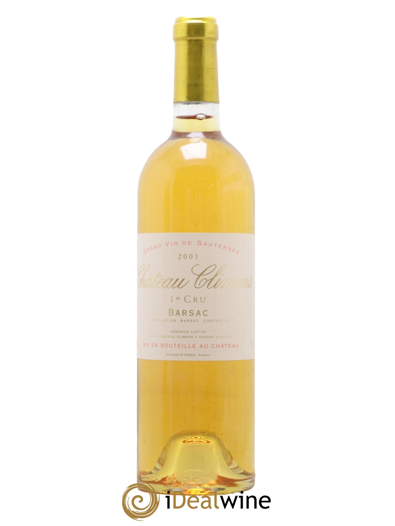 Château Climens 1er Grand Cru Classé 2001 - Lot de 1 bouteille - 0