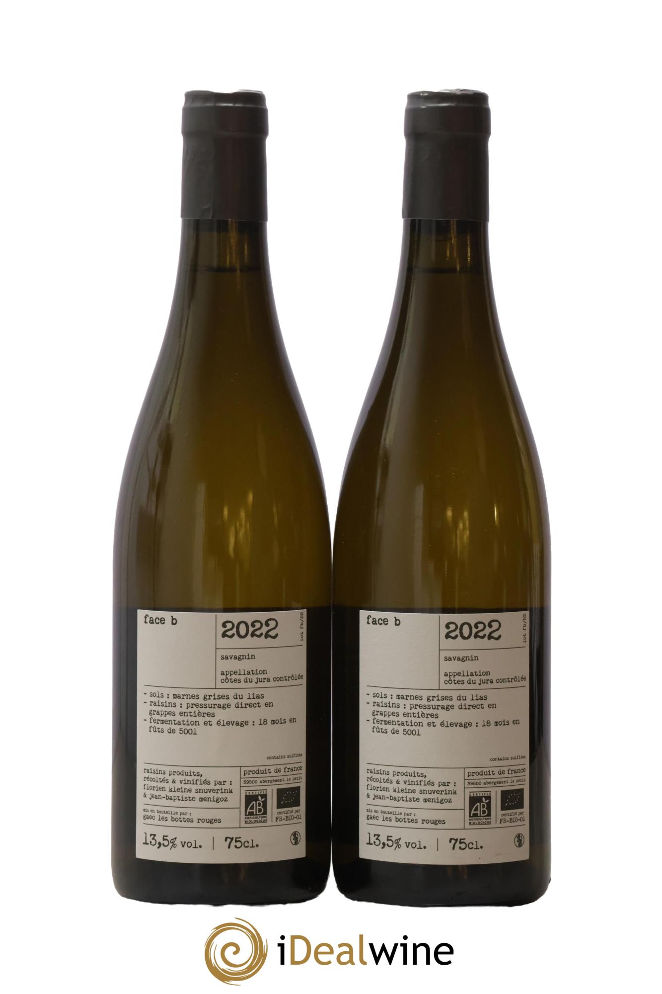 Côtes du Jura Face B Savagnin Les Bottes Rouges 2022 - Lotto di 2 bottiglie - 1