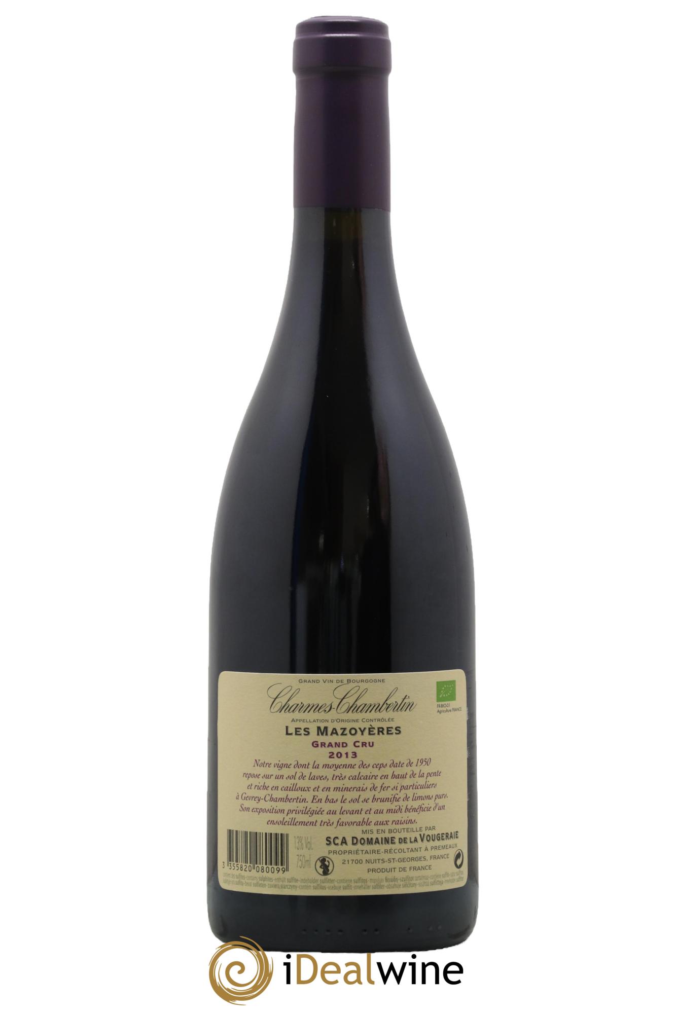 Charmes-Chambertin Grand Cru Les Mazoyères La Vougeraie 2013 - Lotto di 1 bottiglia - 1
