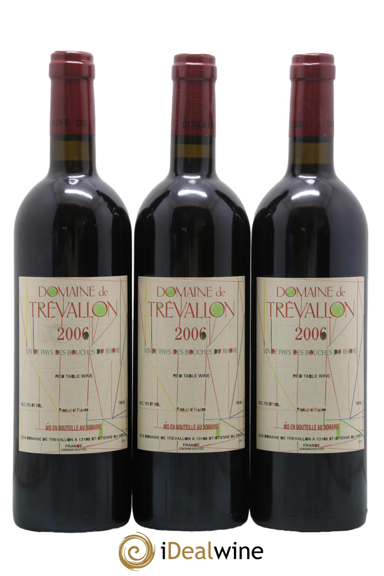VDP Bouches du Rhône Trévallon (Domaine de) Eloi Dürrbach 2006 - Lot de 3 bouteilles - 0