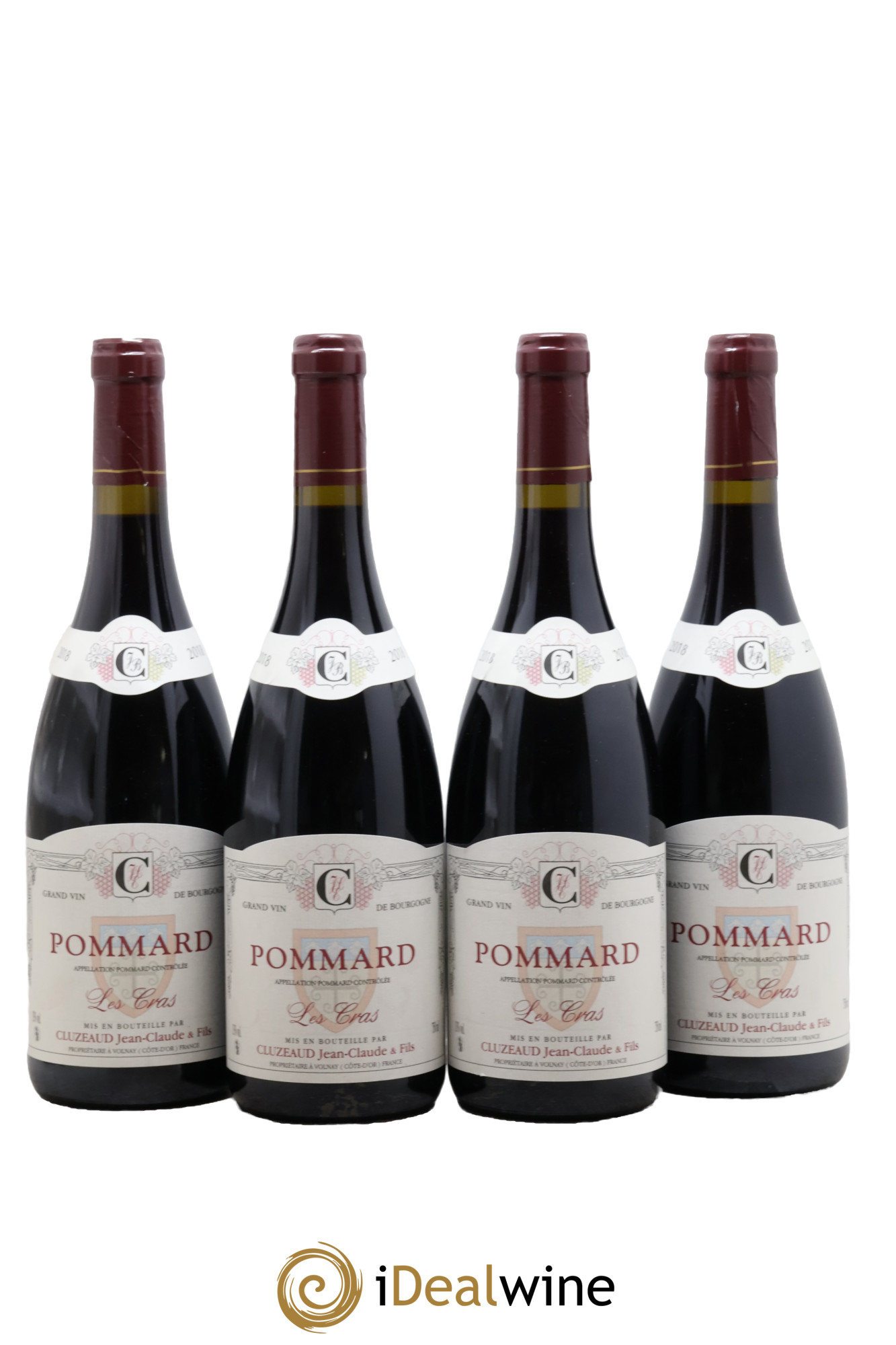 Pommard Les Cras Jean-Claude Cluzeaud et Fils 2018 - Lot of 4 bottles - 0